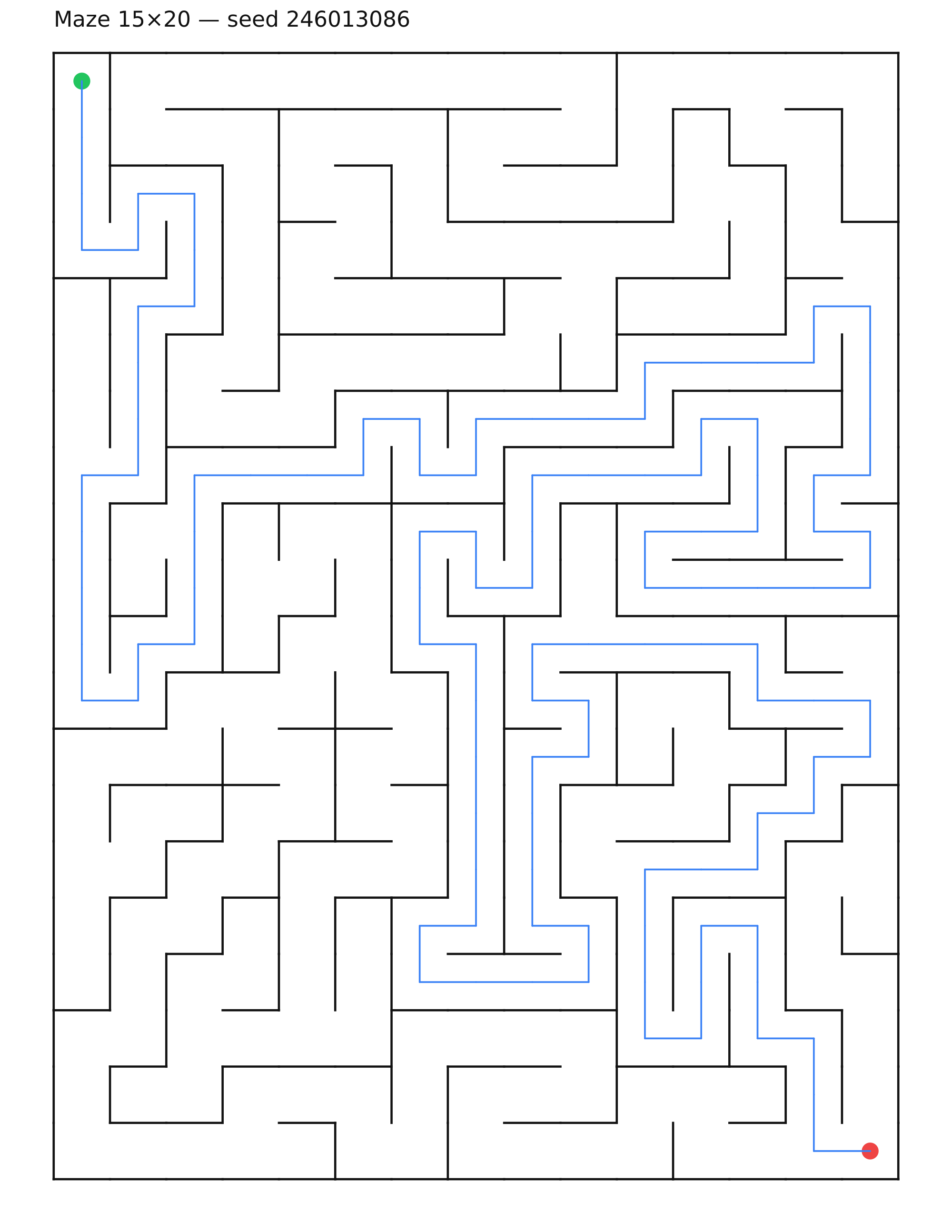 Maze 15×20 #9 — solution