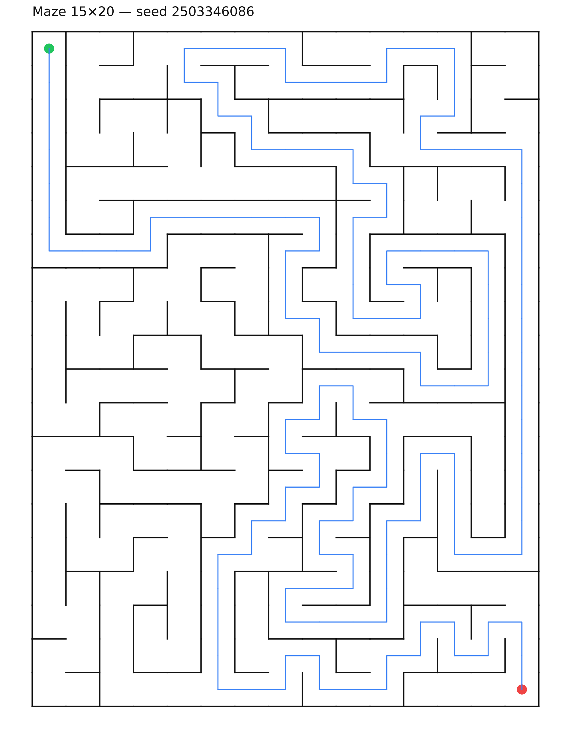 Maze 15×20 #32 — solution