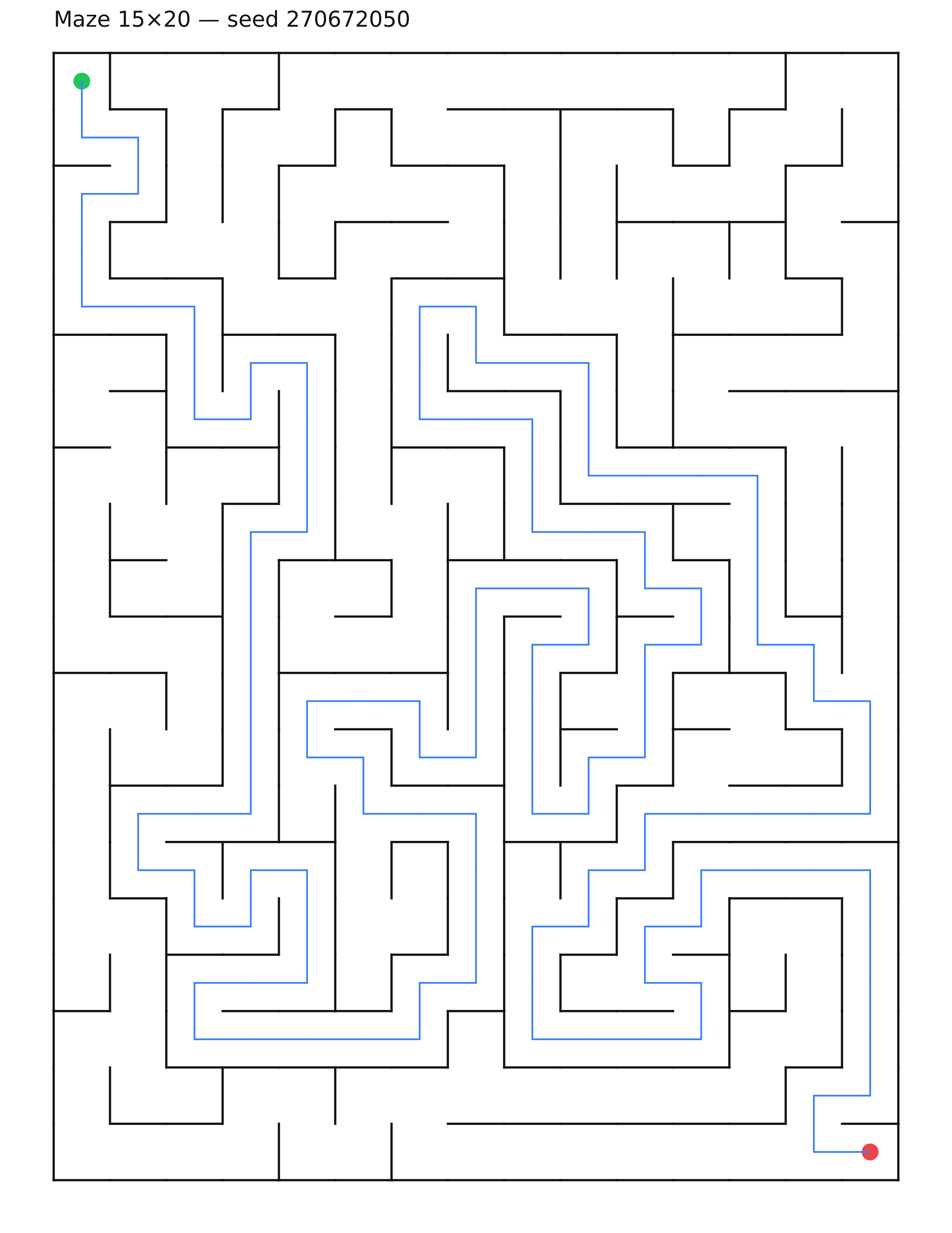 Maze 15×20 #33 — solution