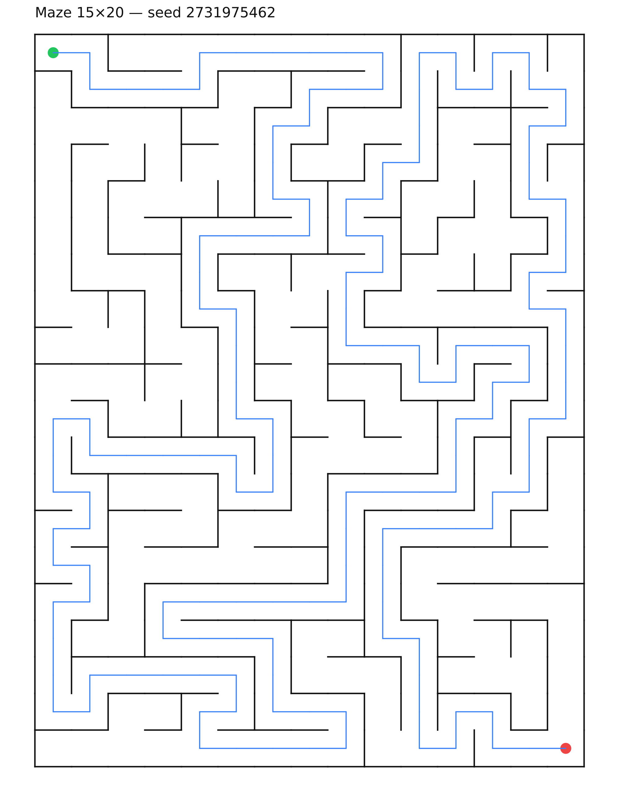 Maze 15×20 #34 — solution