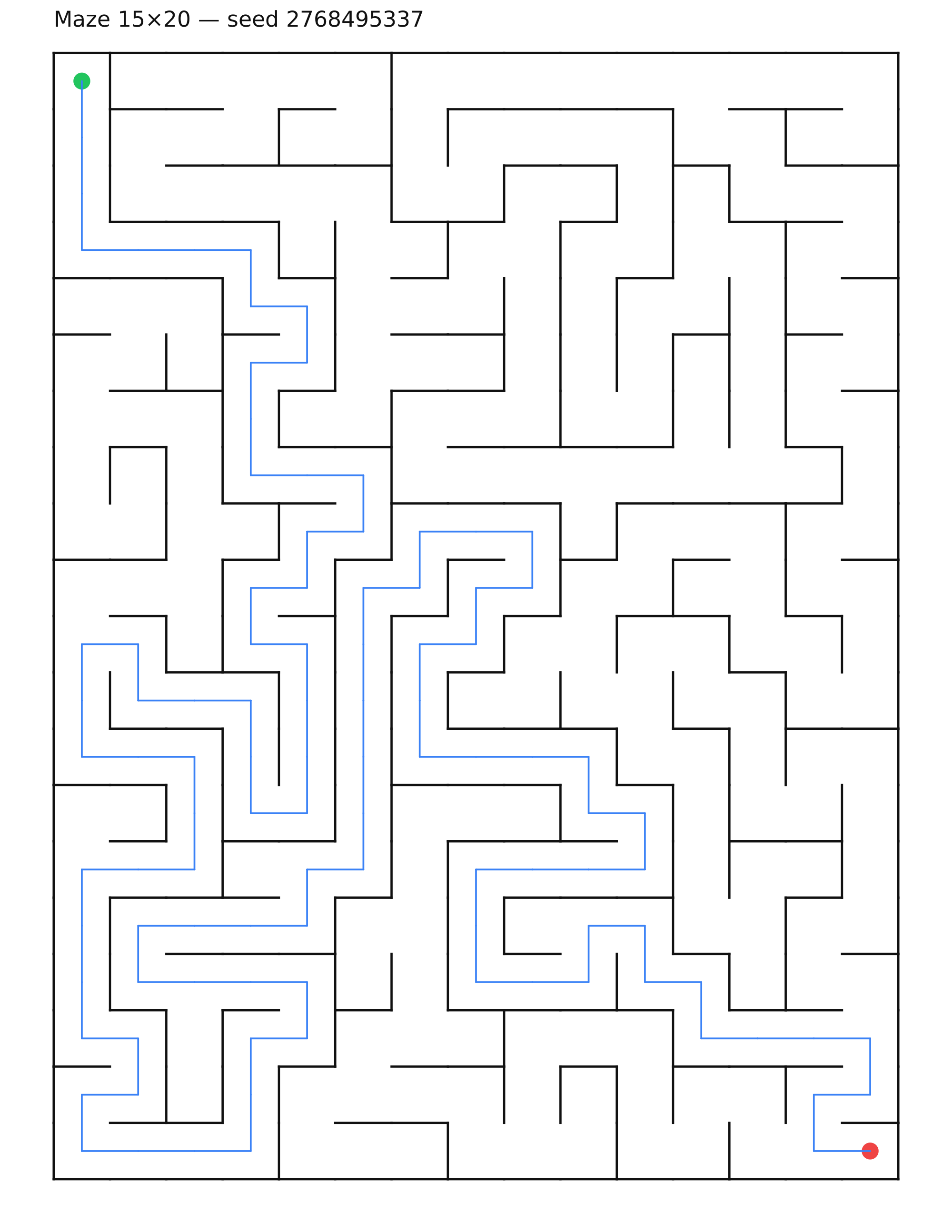 Maze 15×20 #15 — solution
