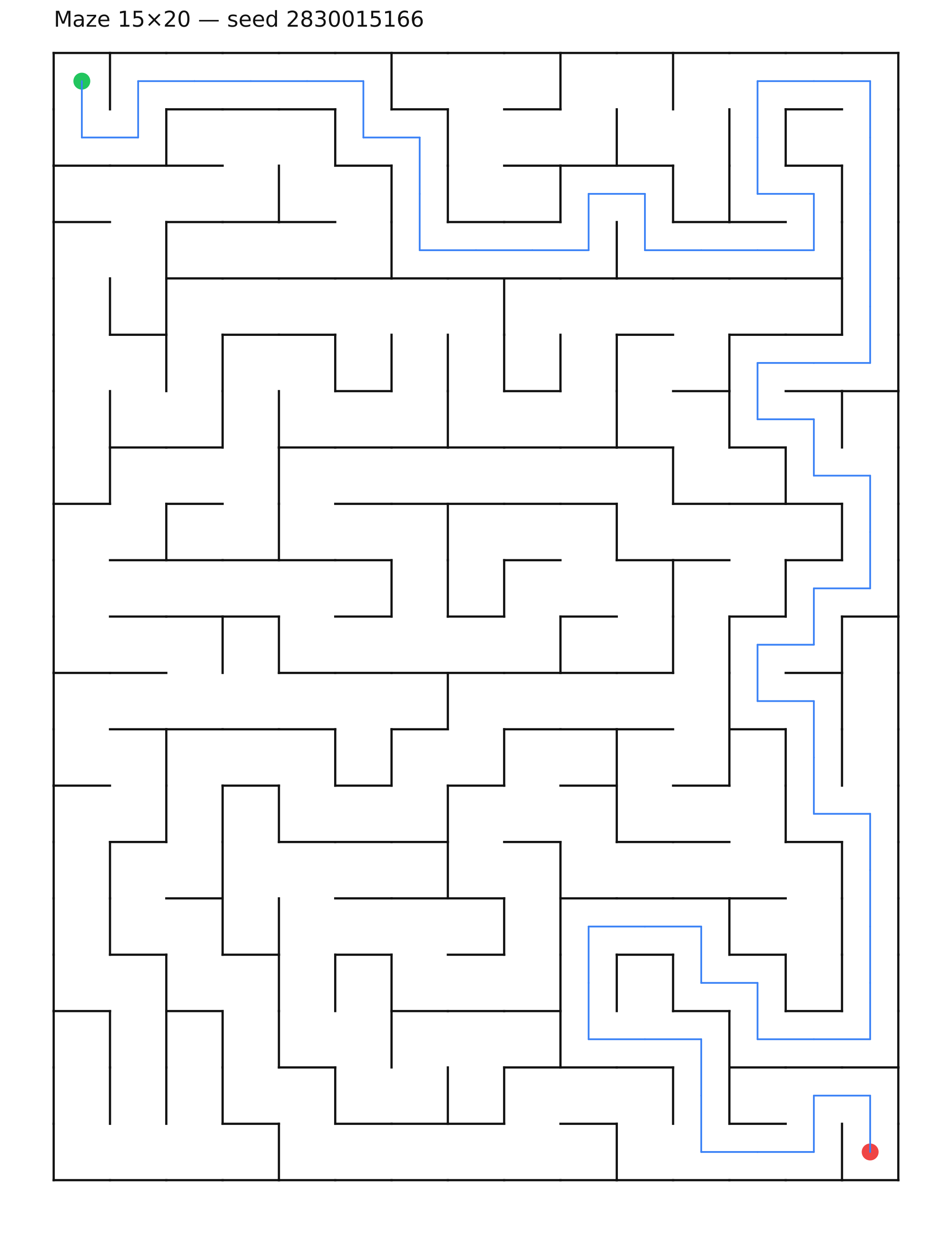 Maze 15×20 #23 — solution
