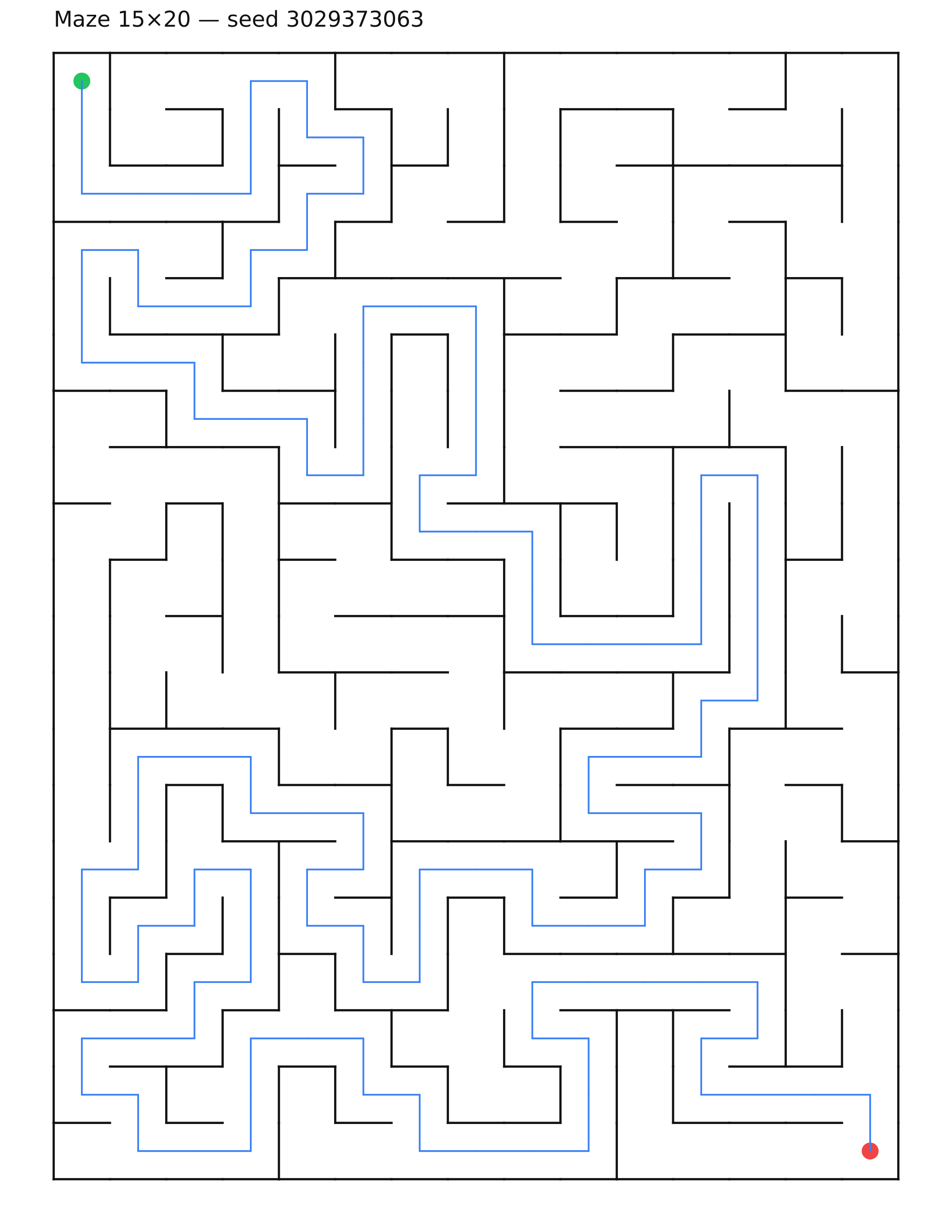 Maze 15×20 #24 — solution