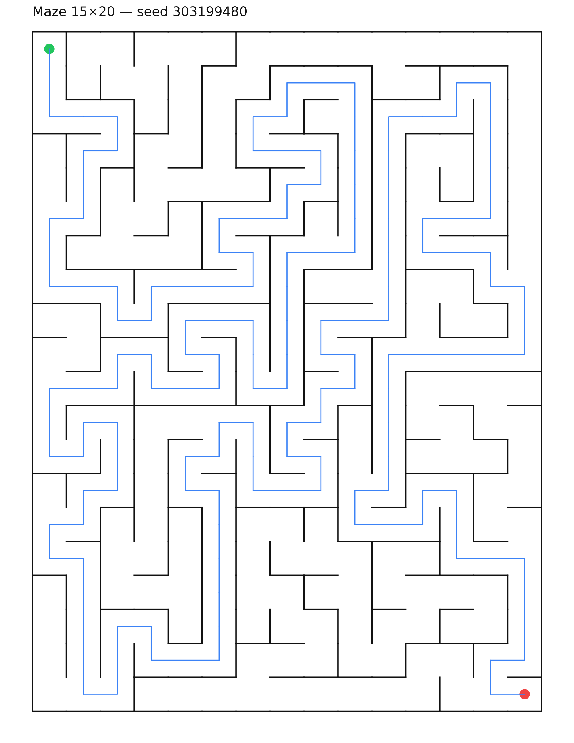 Maze 15×20 #24 — solution