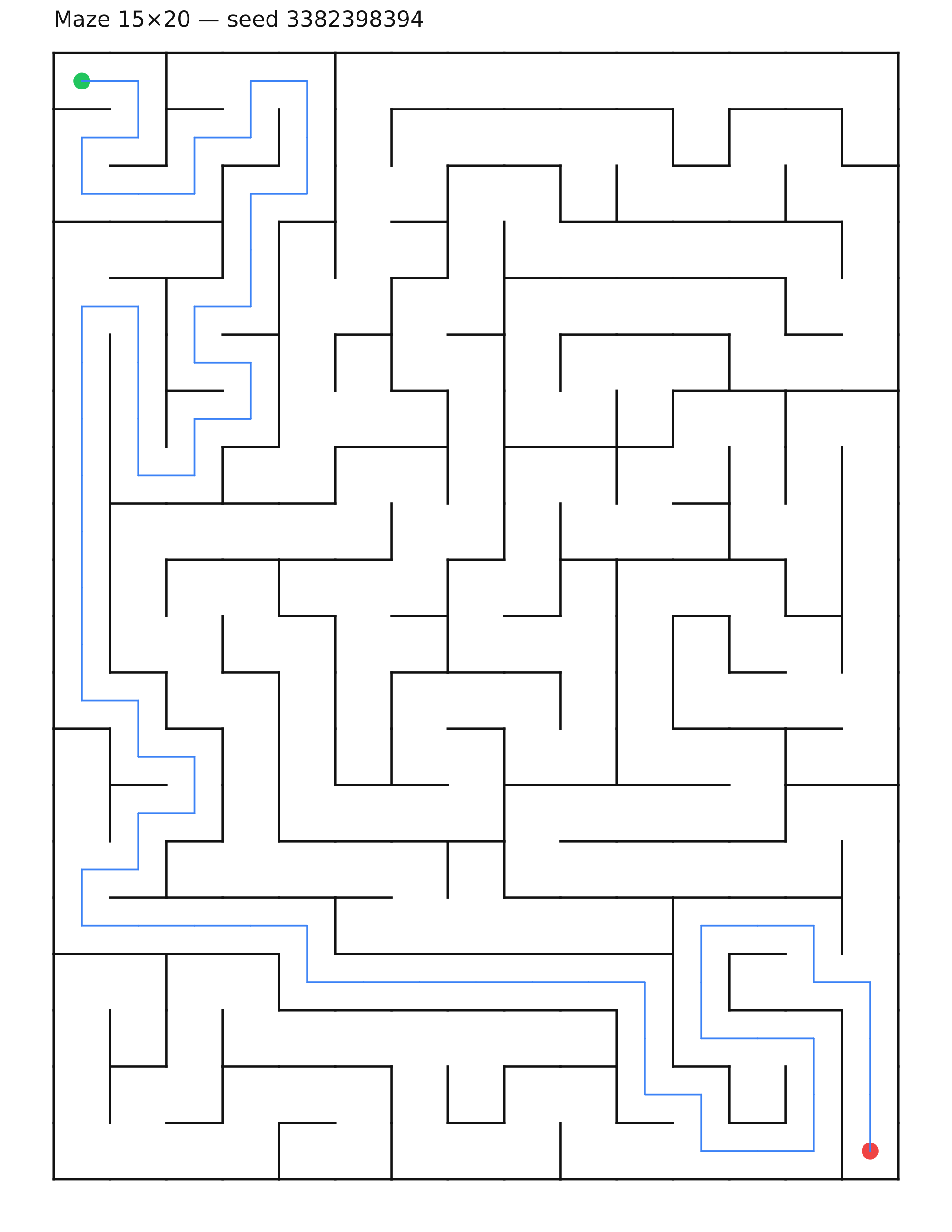 Maze 15×20 #10 — solution