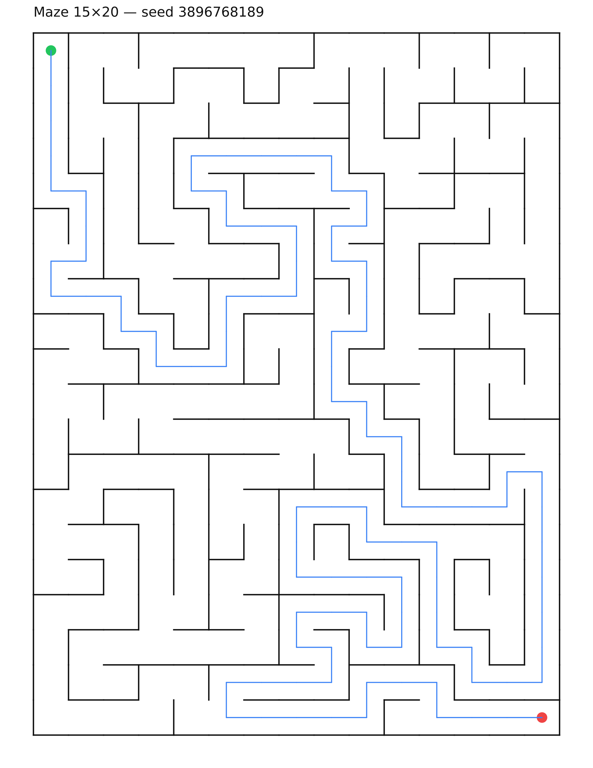 Maze 15×20 #15 — solution