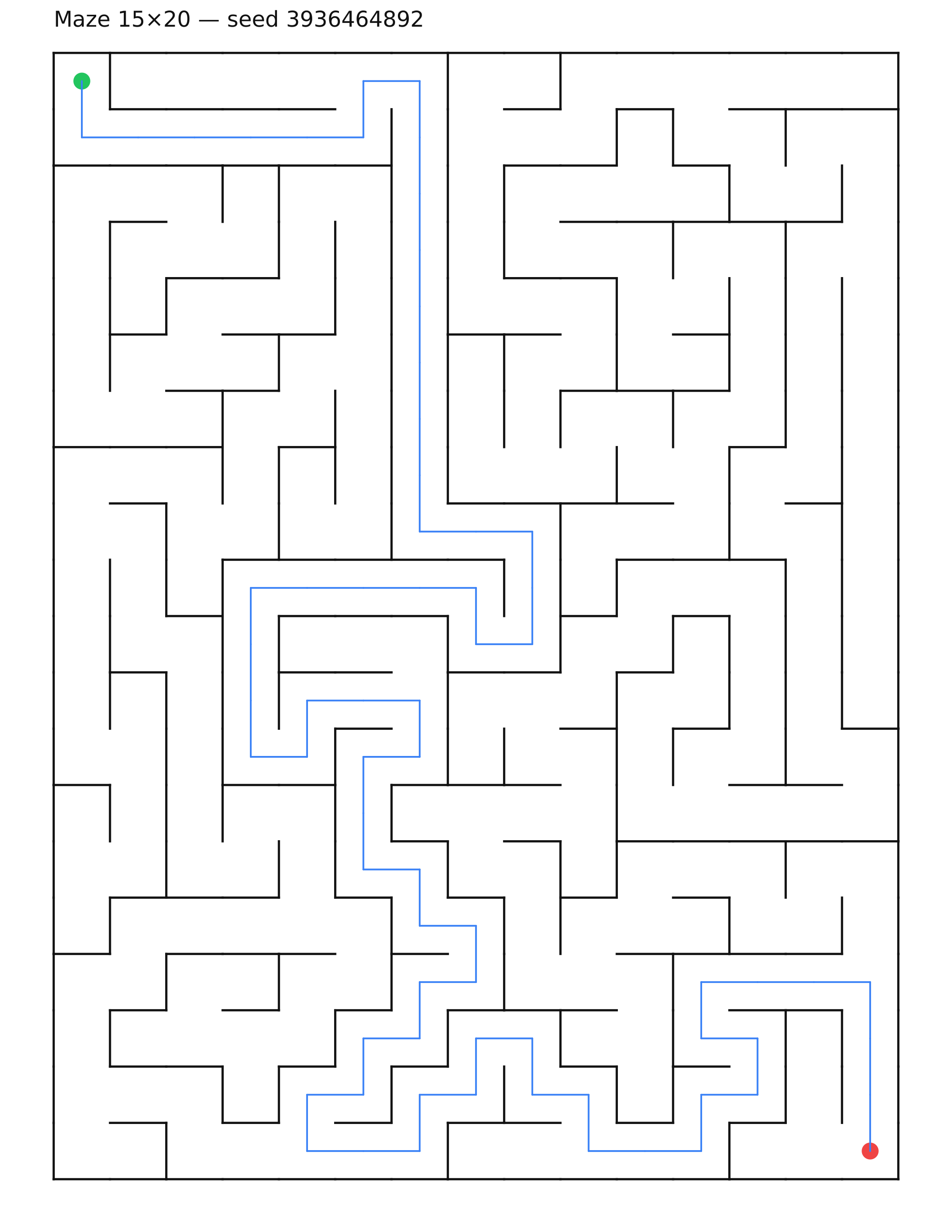 Maze 15×20 #11 — solution