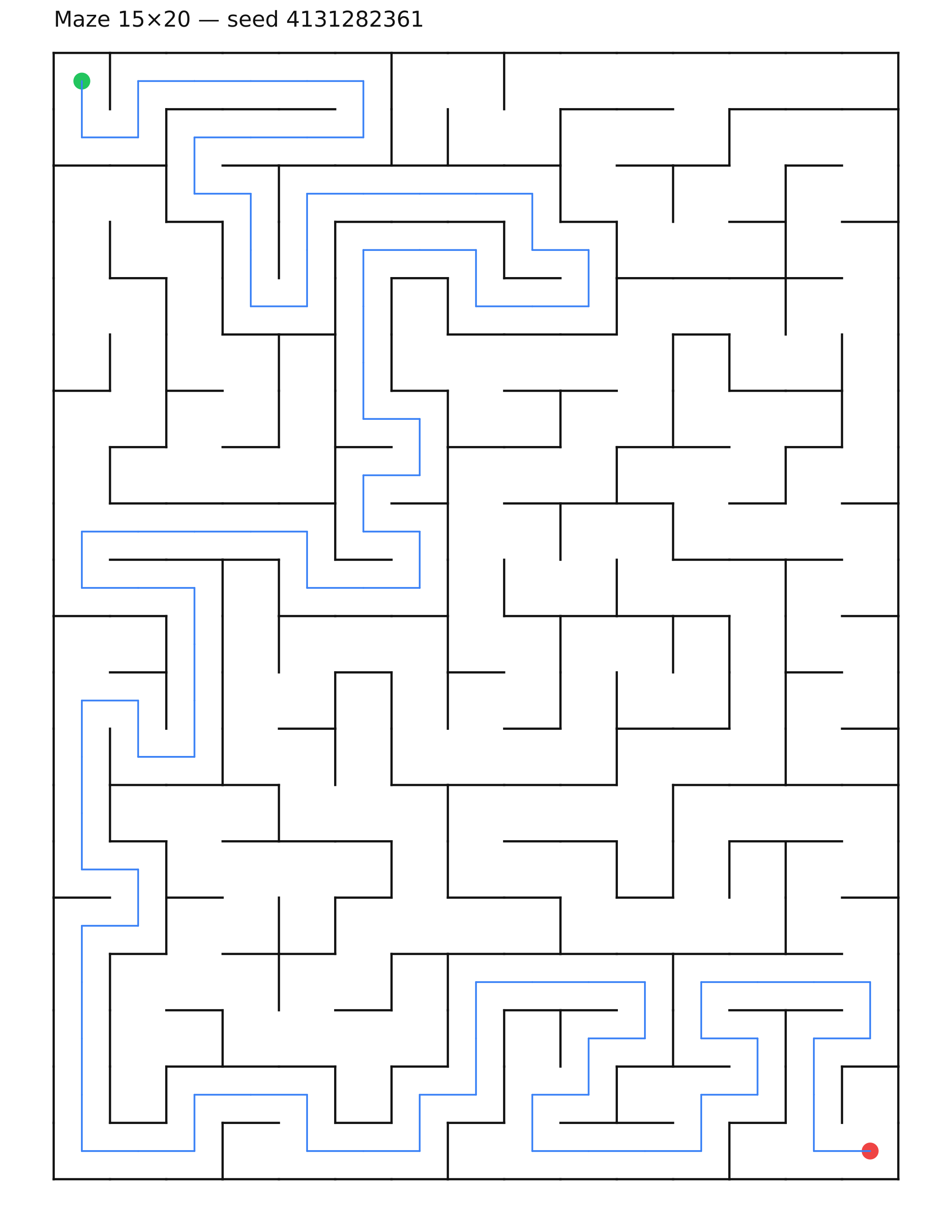 Maze 15×20 #27 — solution