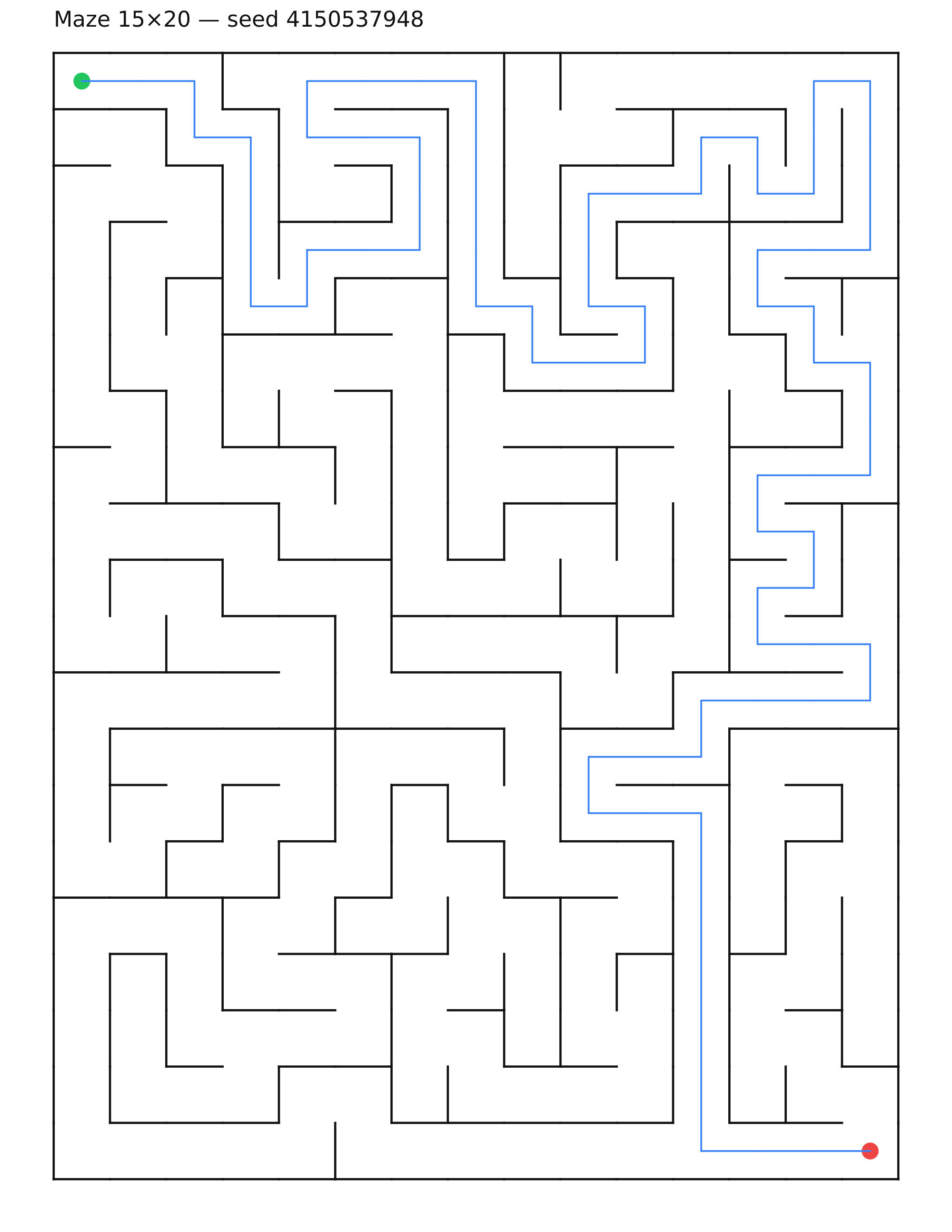 Maze 15×20 #24 — solution