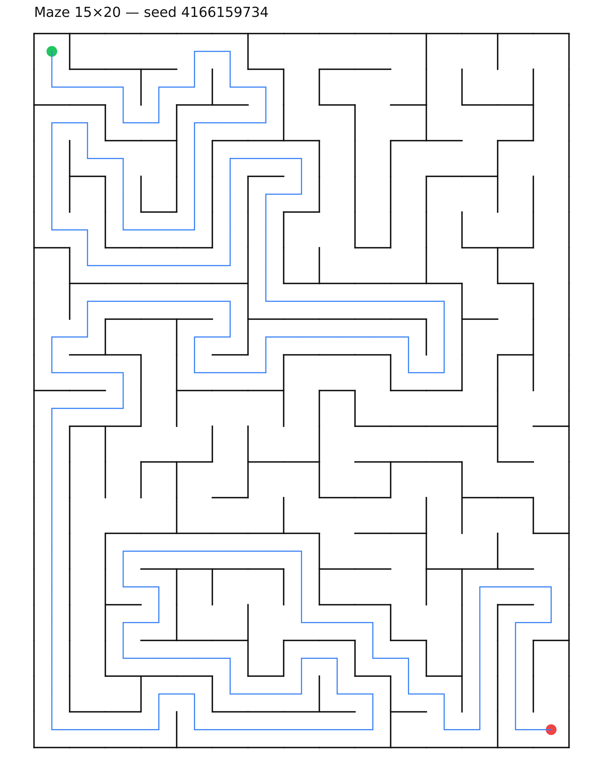 Maze 15×20 #16 — solution