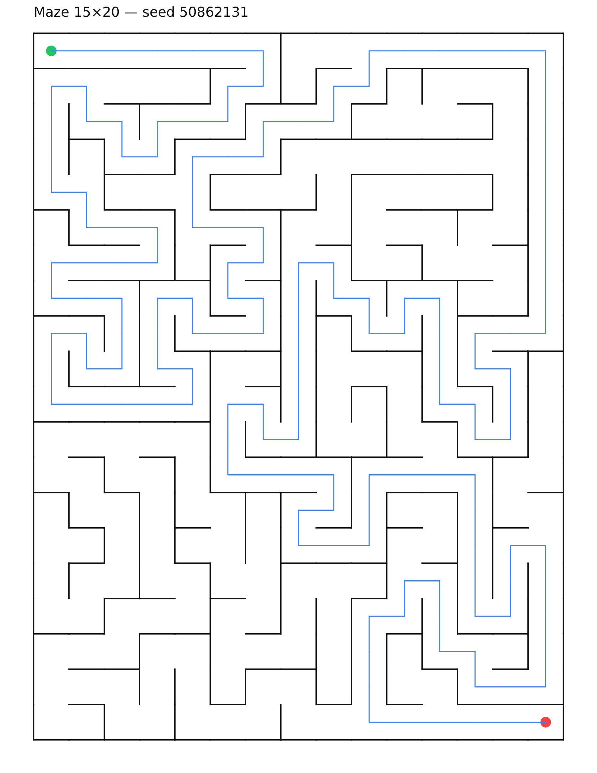 Maze 15×20 #25 — solution