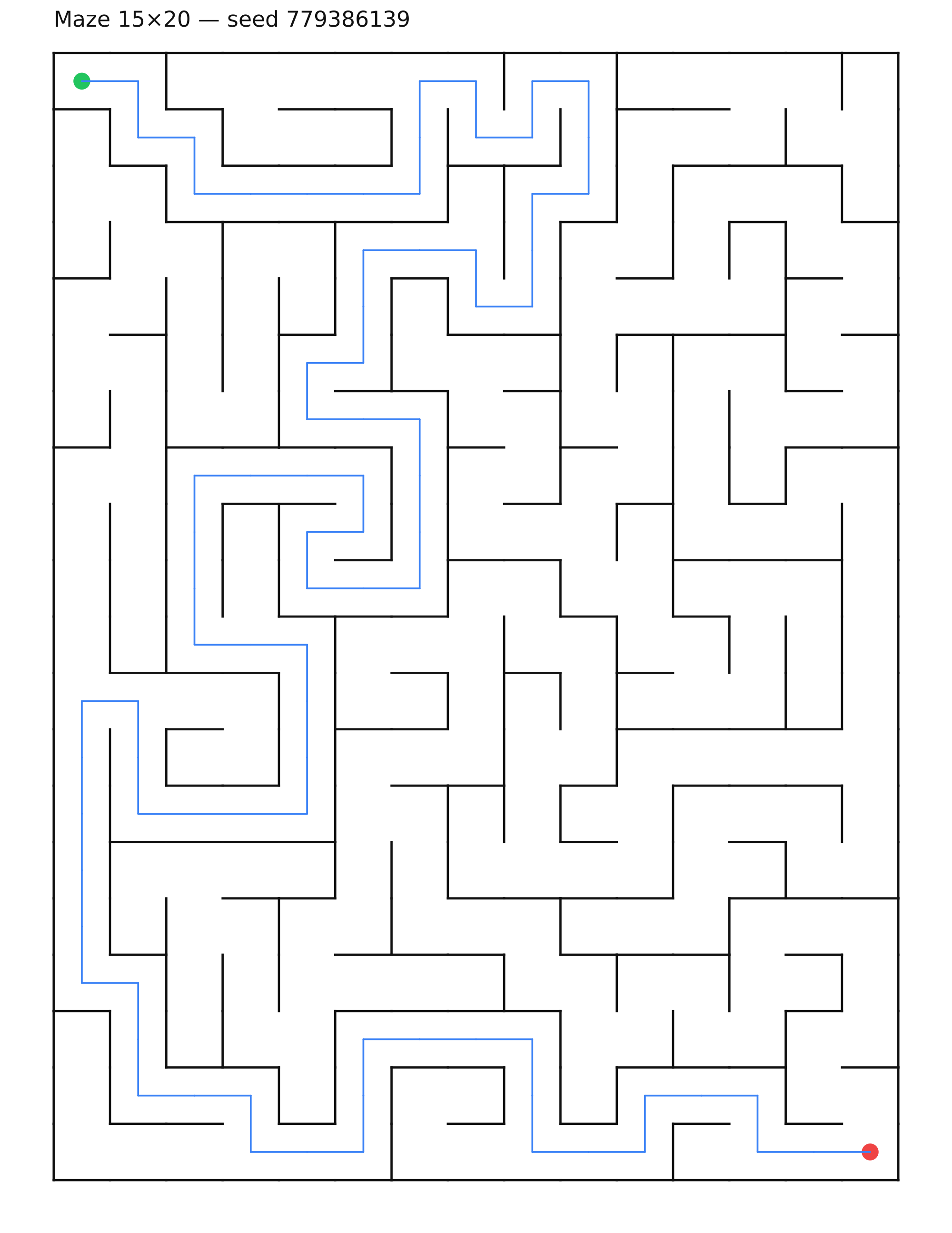 Maze 15×20 #11 — solution