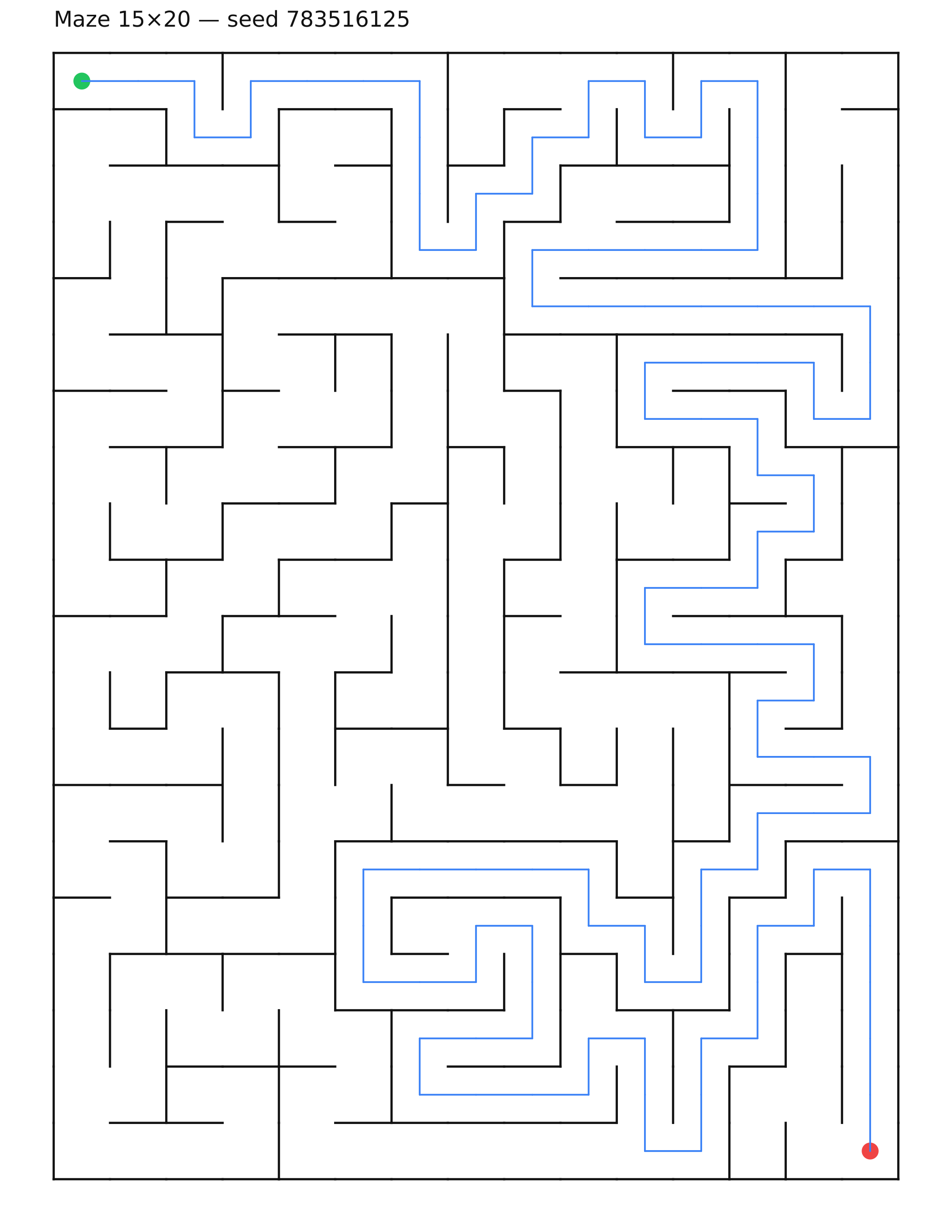 Maze 15×20 #28 — solution