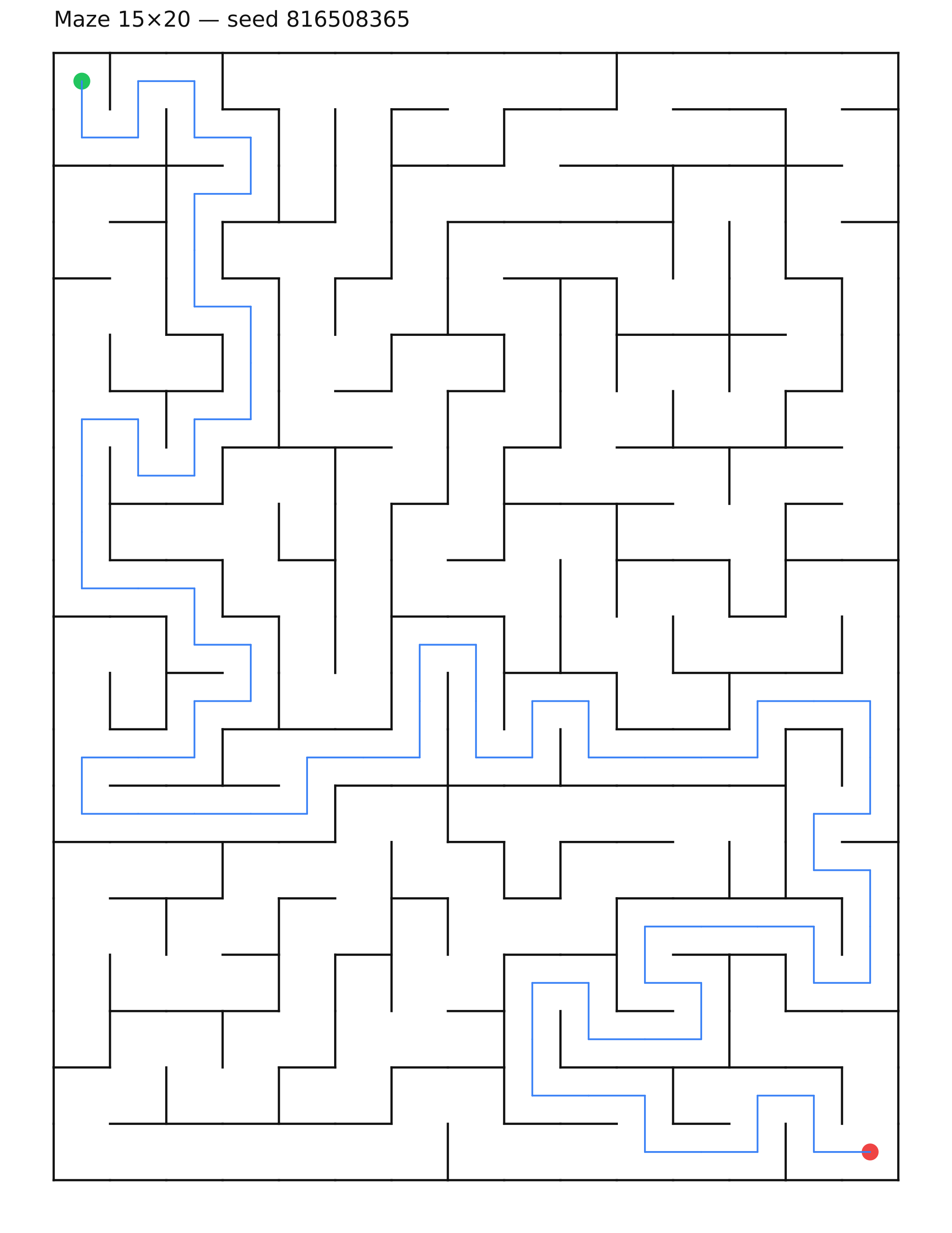 Maze 15×20 #28 — solution