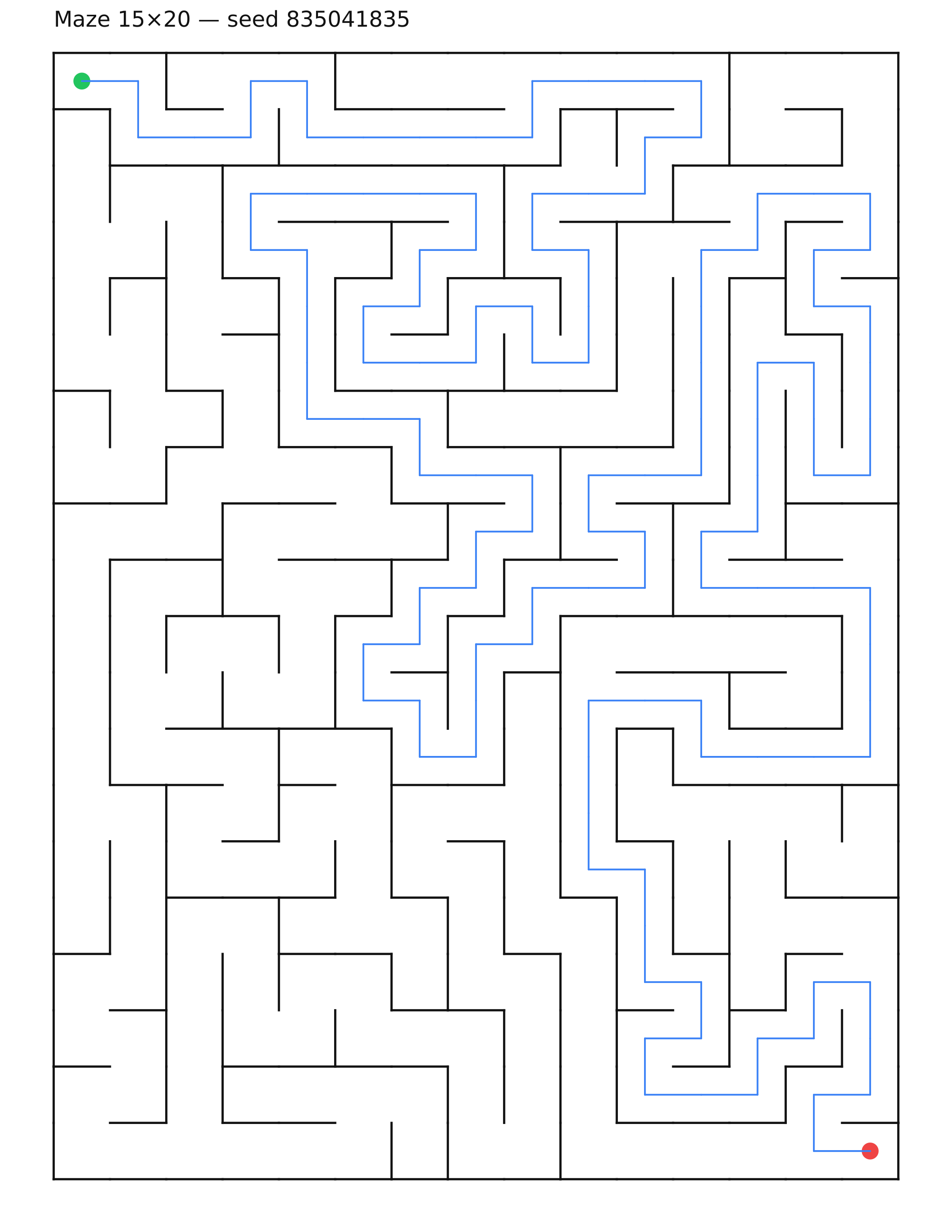 Maze 15×20 #29 — solution