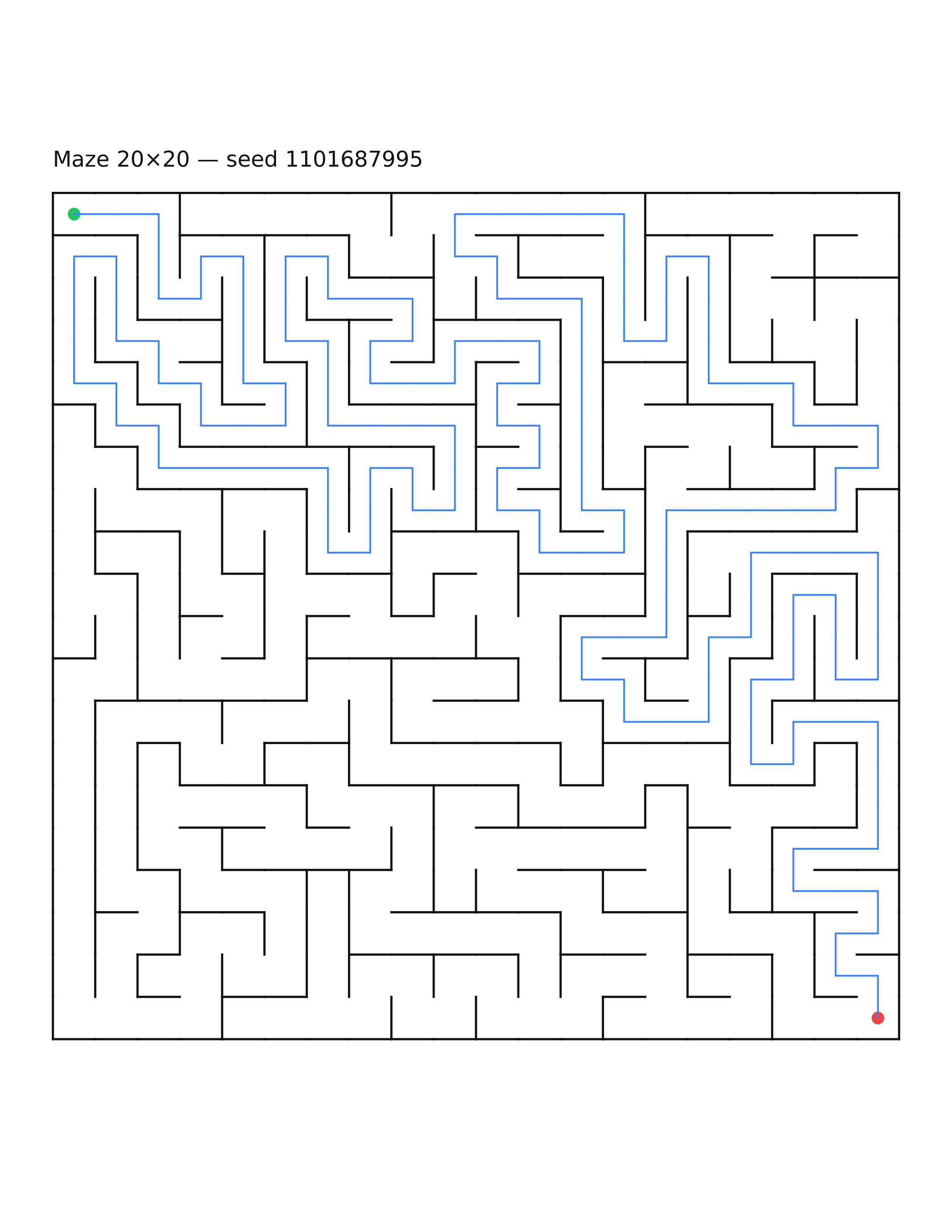 Maze 20×20 #10 — solution