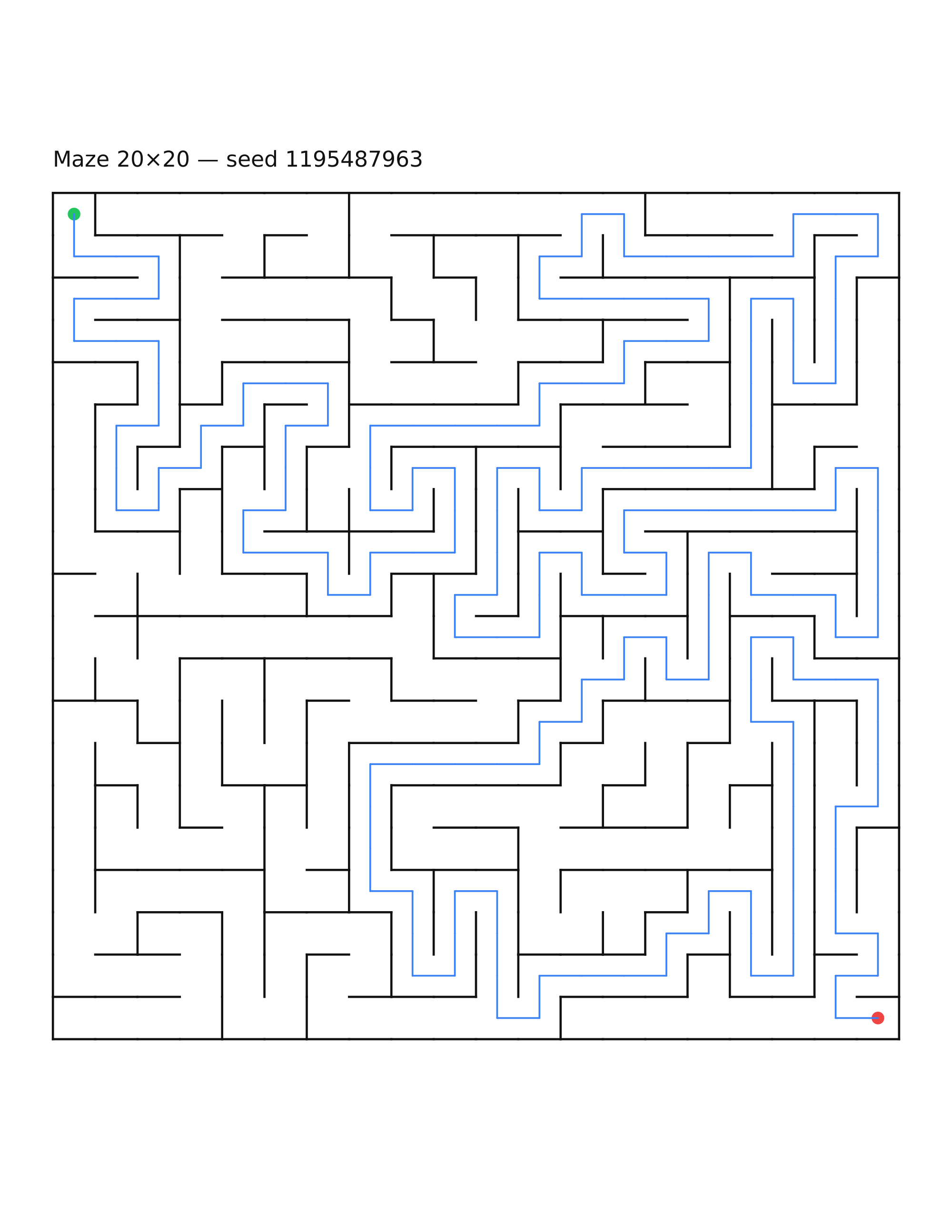 Maze 20×20 #17 — solution