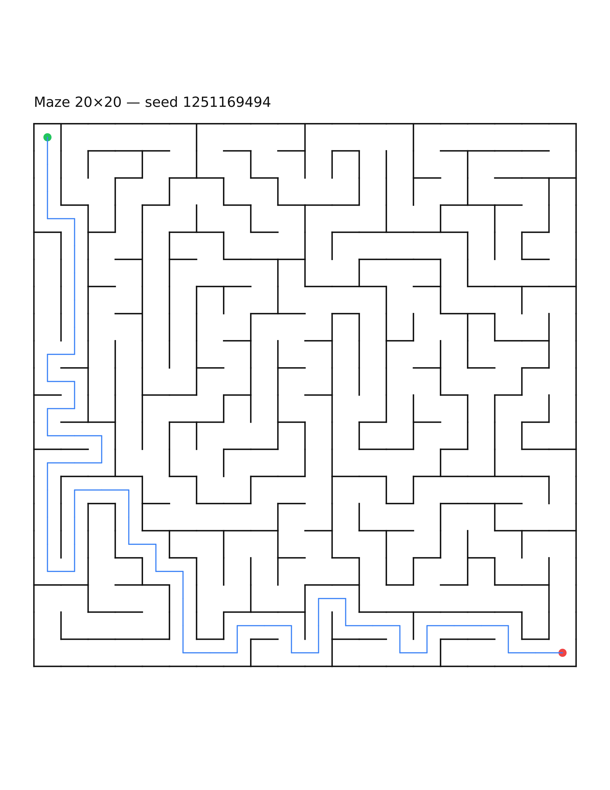 Maze 20×20 #16 — solution