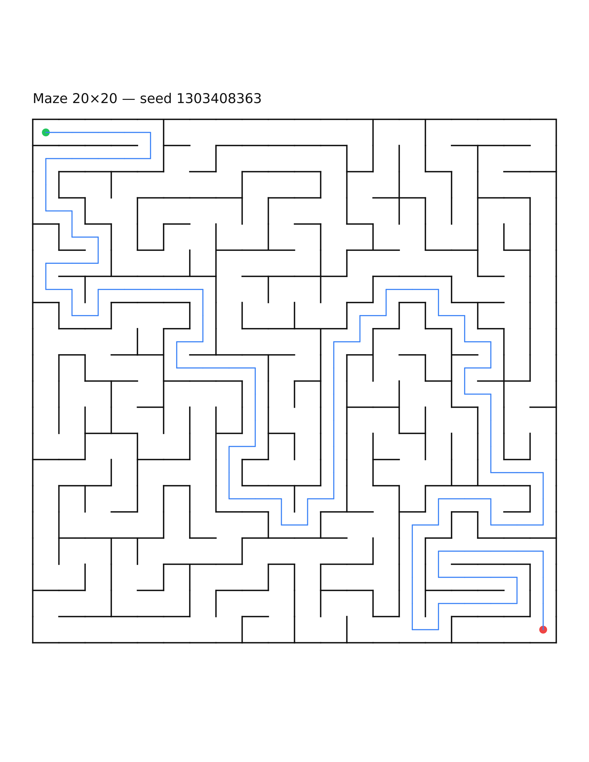Maze 20×20 #17 — solution