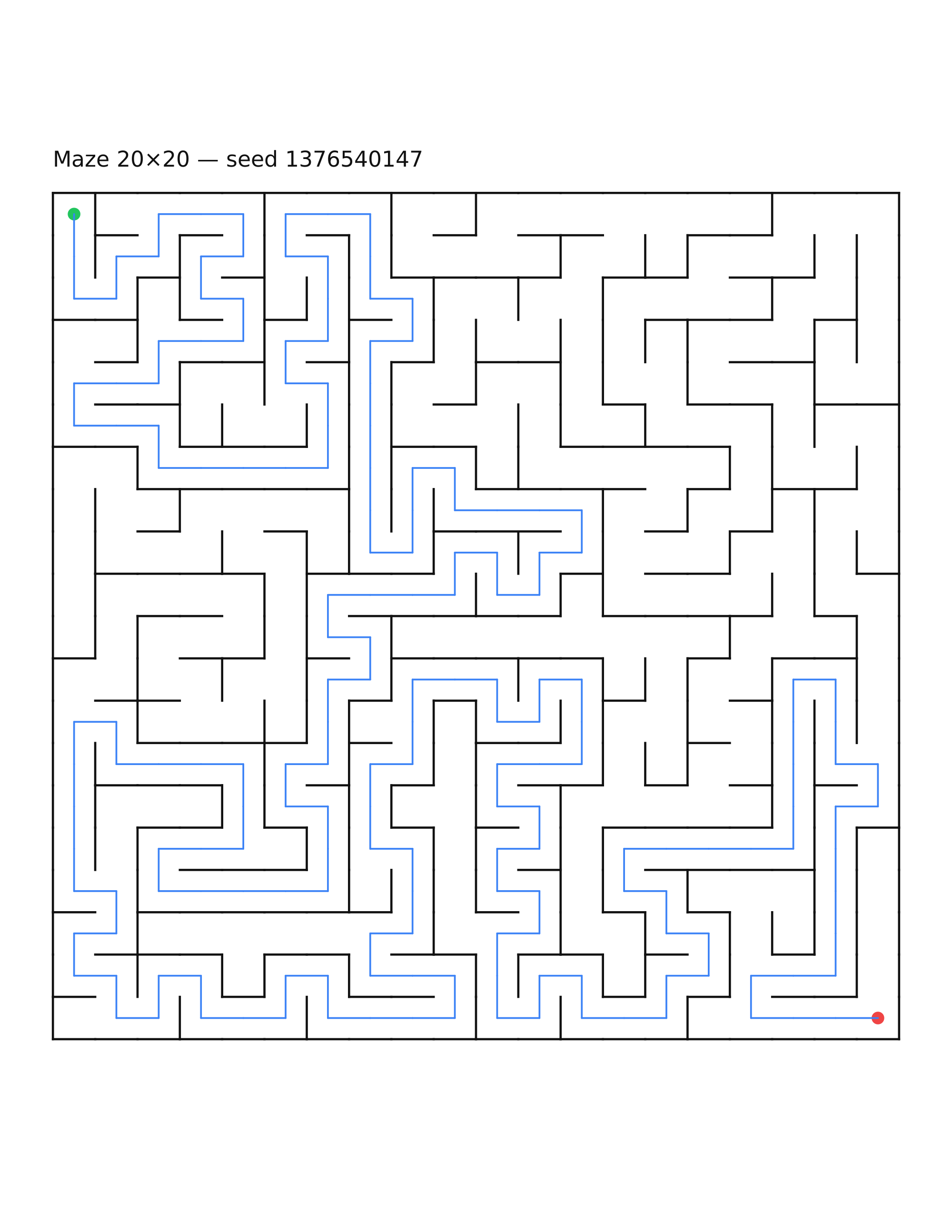 Maze 20×20 #10 — solution