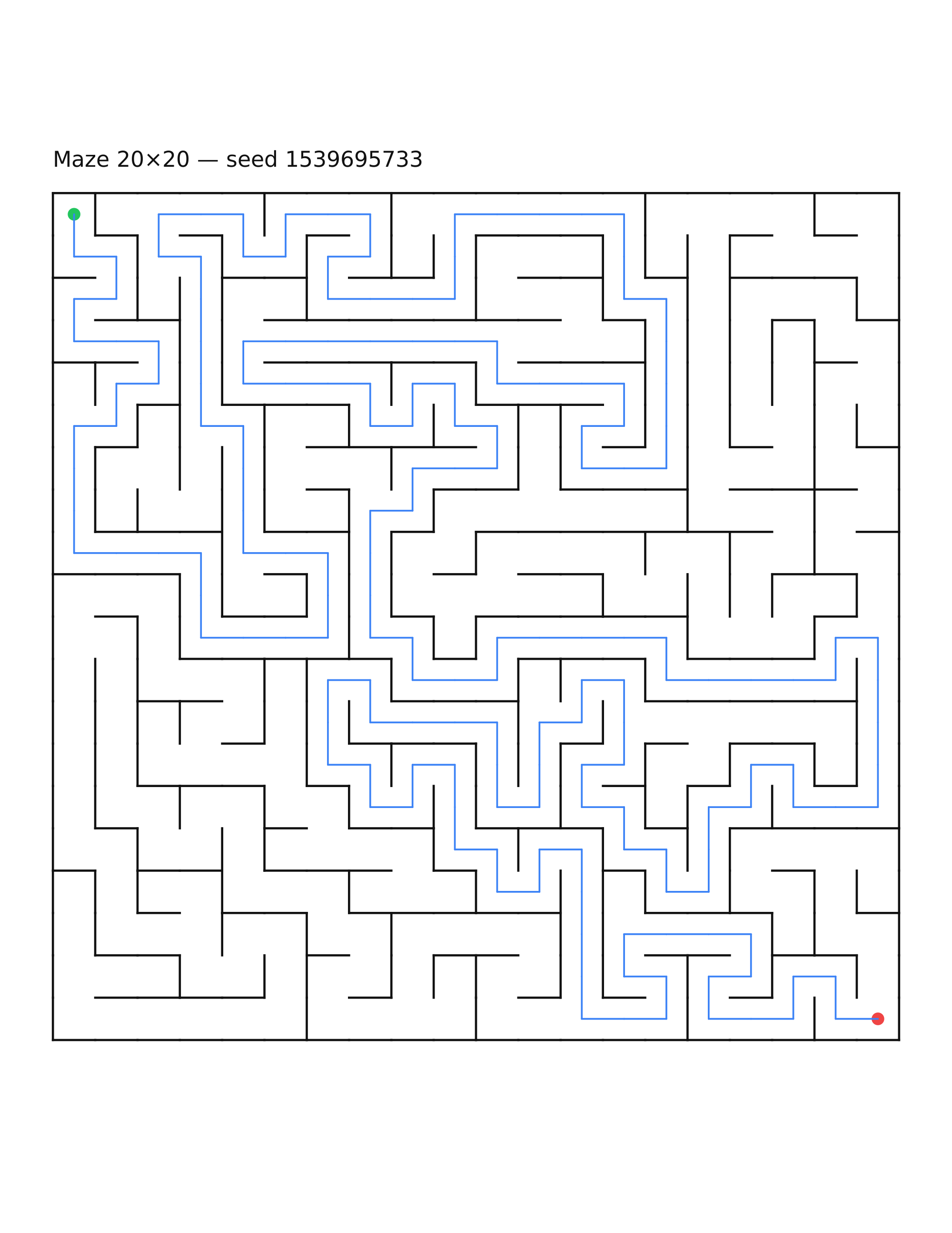 Maze 20×20 #16 — solution