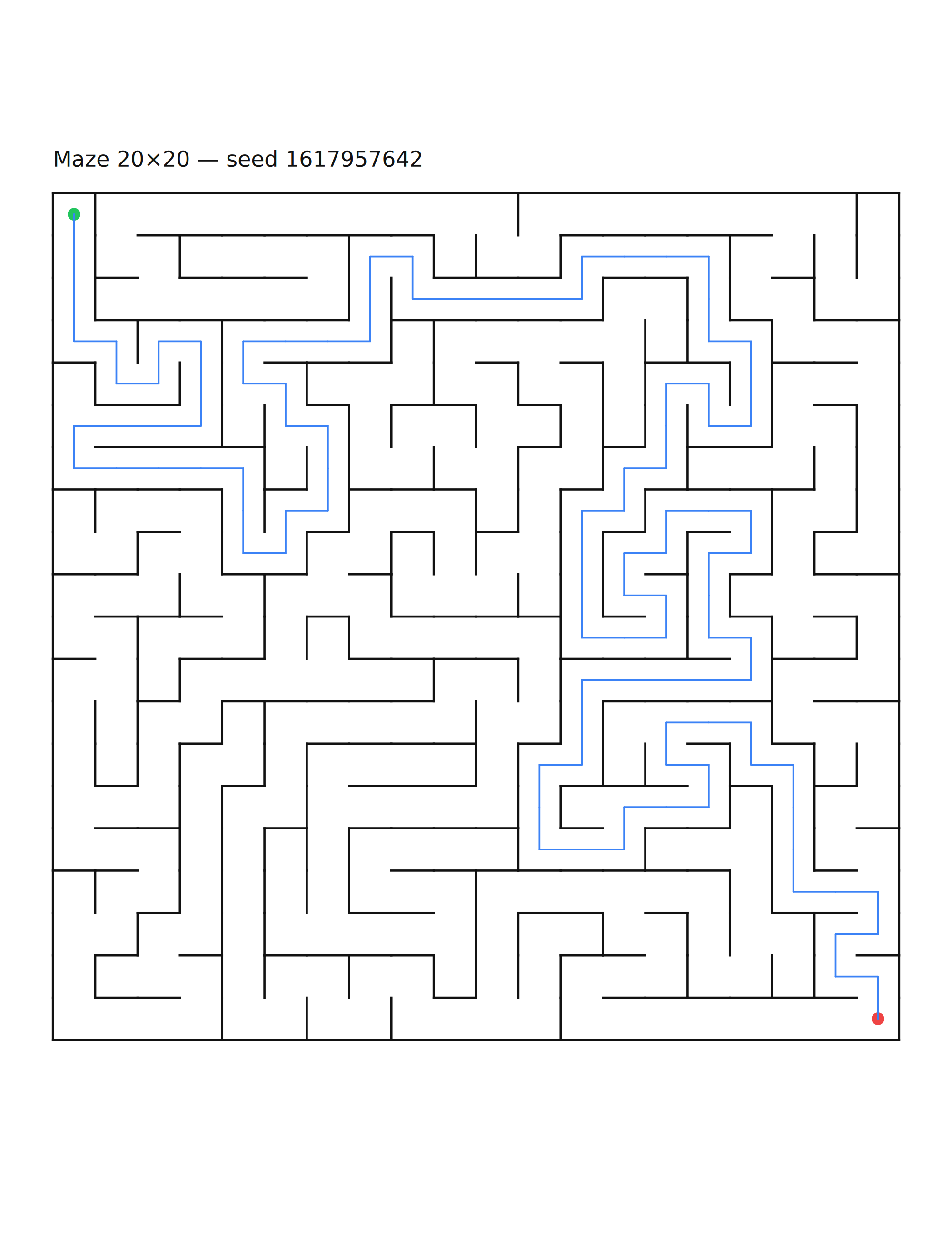 Maze 20×20 #1 — solution