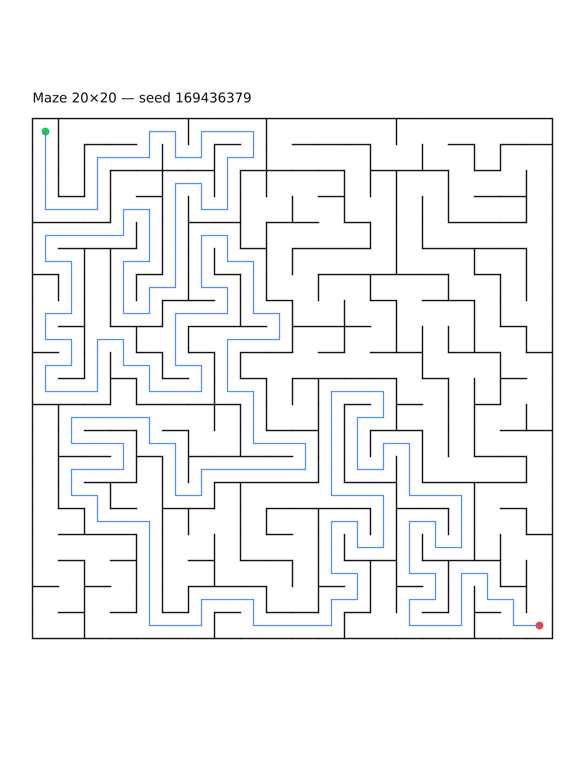 Maze 20×20 #27 — solution