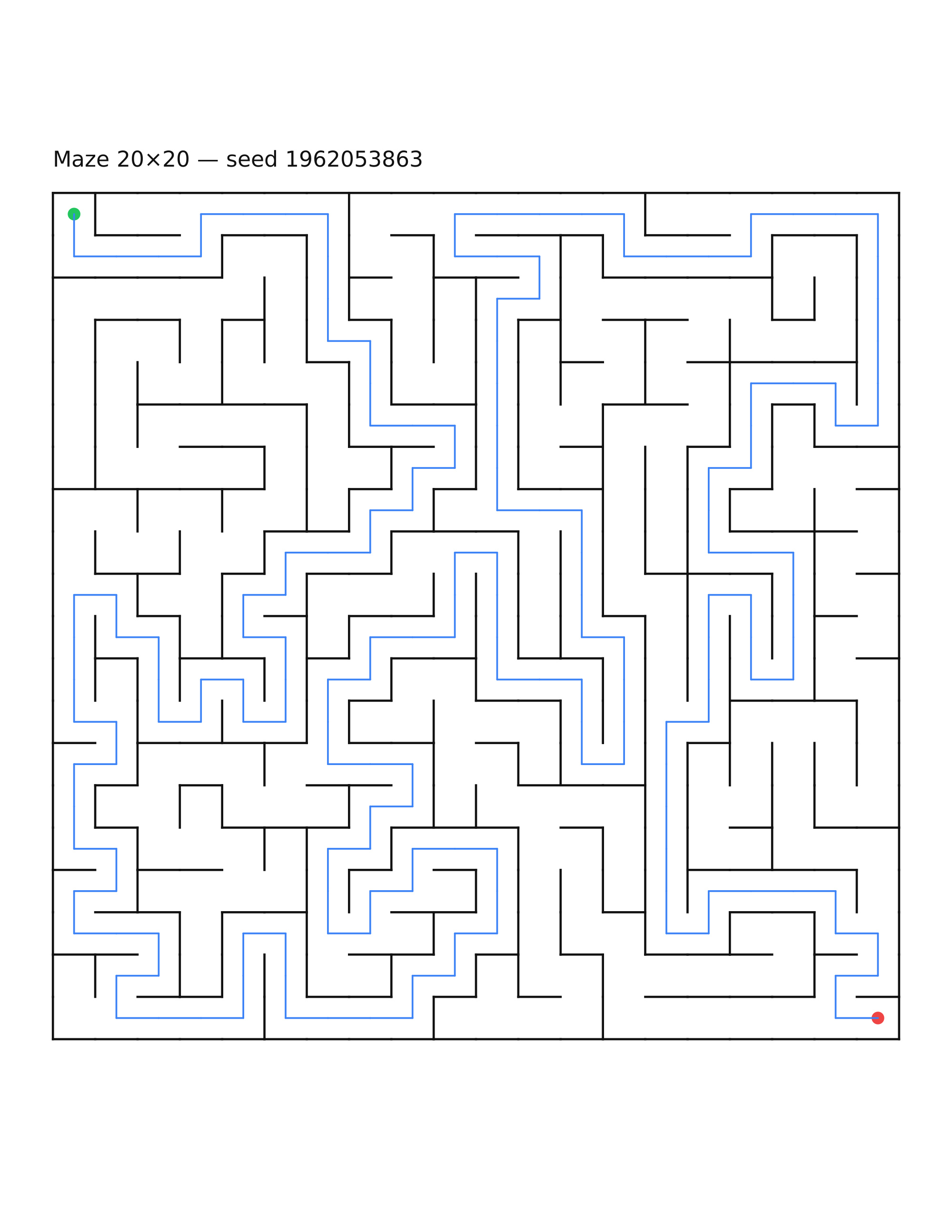 Maze 20×20 #19 — solution