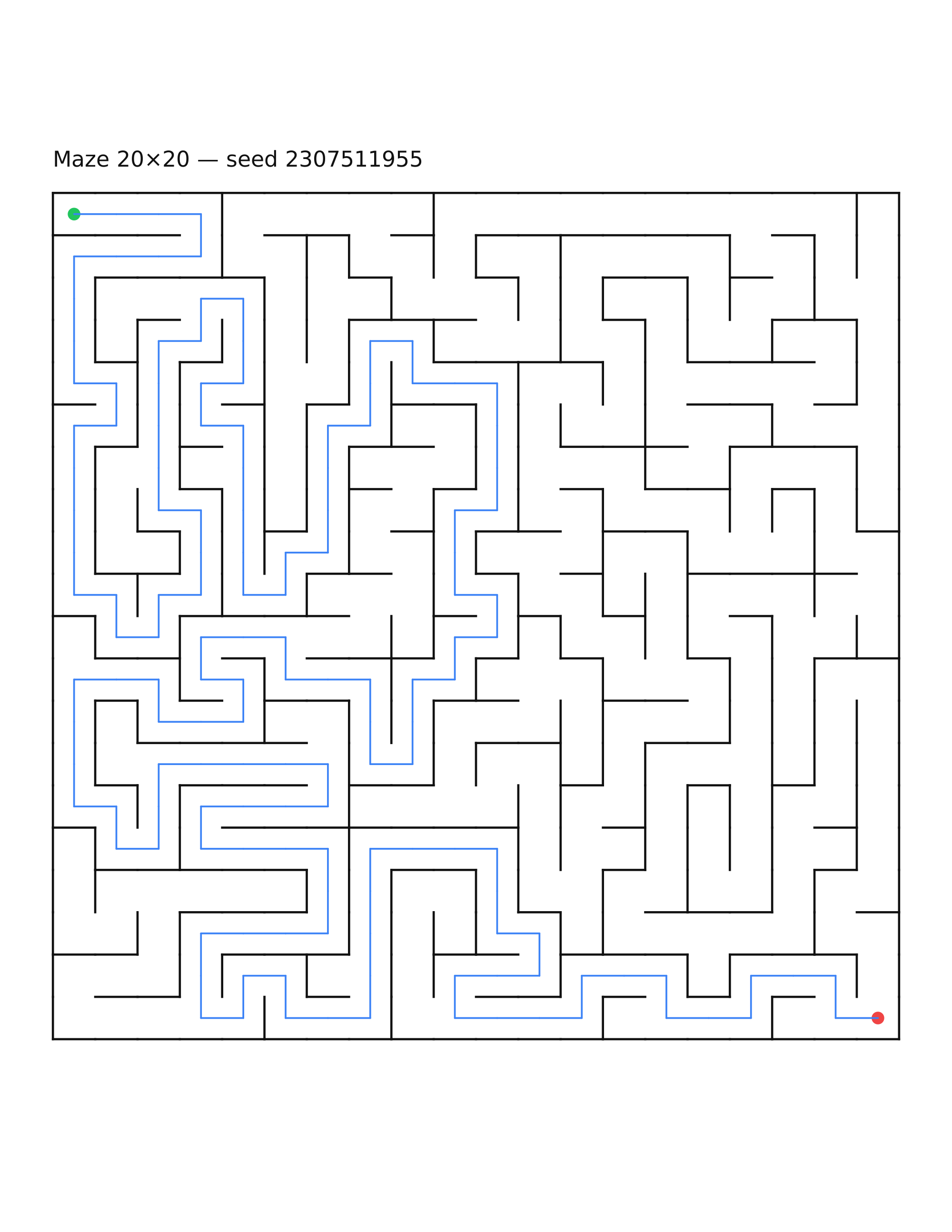 Maze 20×20 #11 — solution