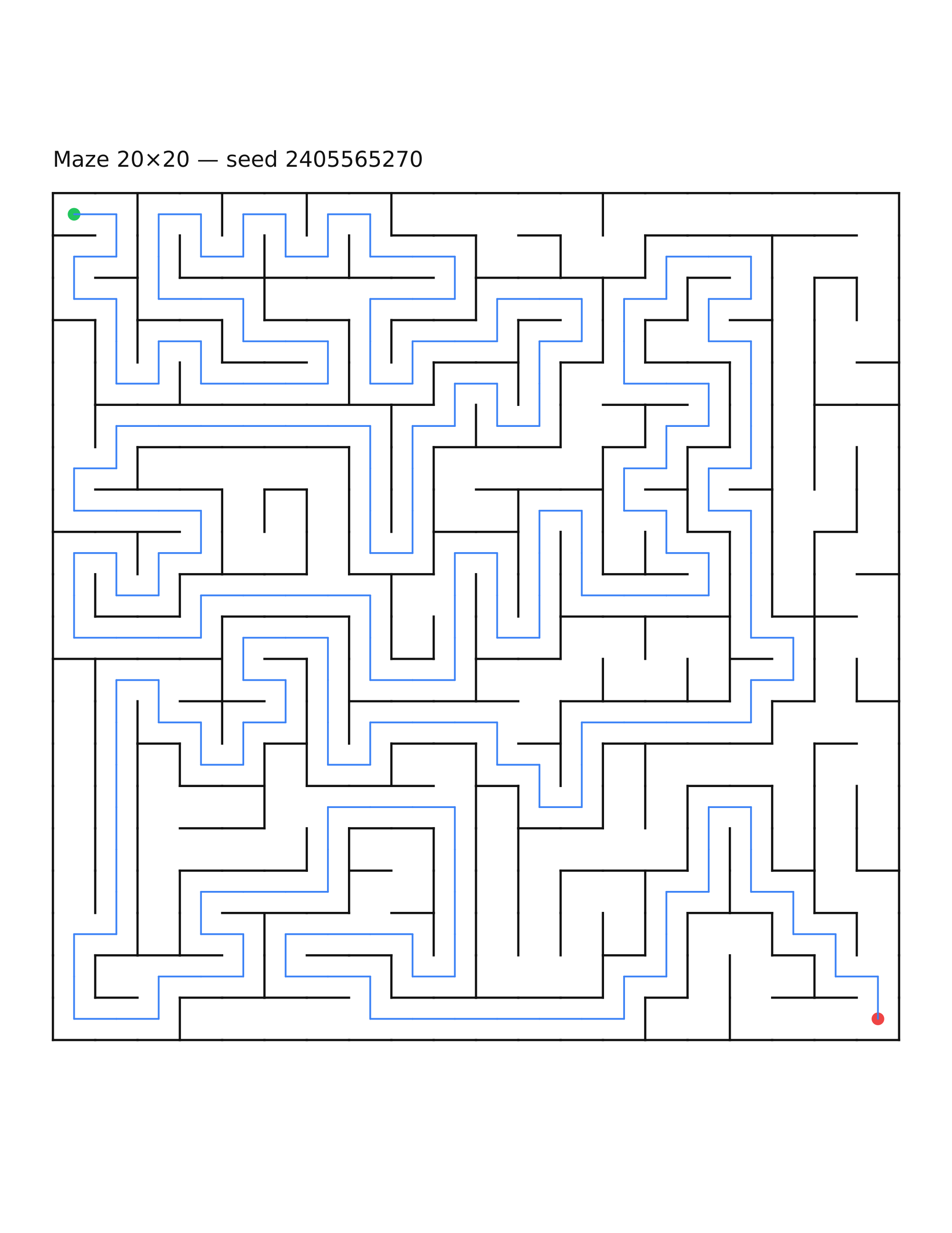 Maze 20×20 #21 — solution