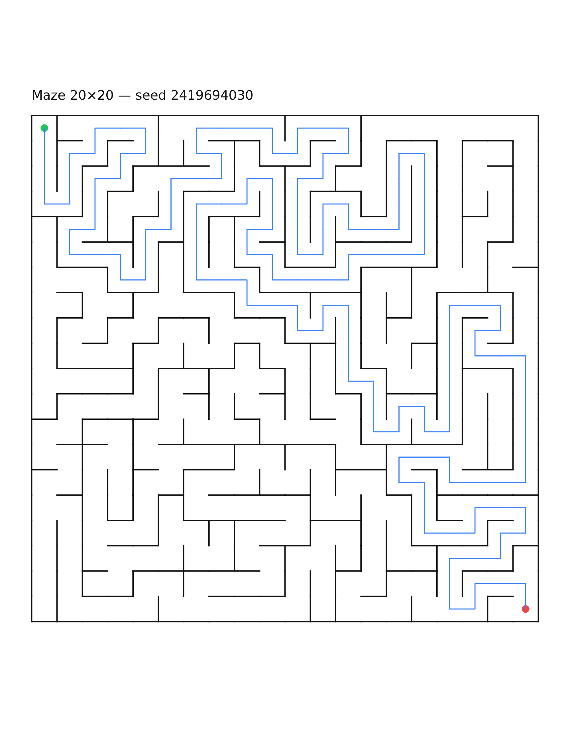 Maze 20×20 #11 — solution