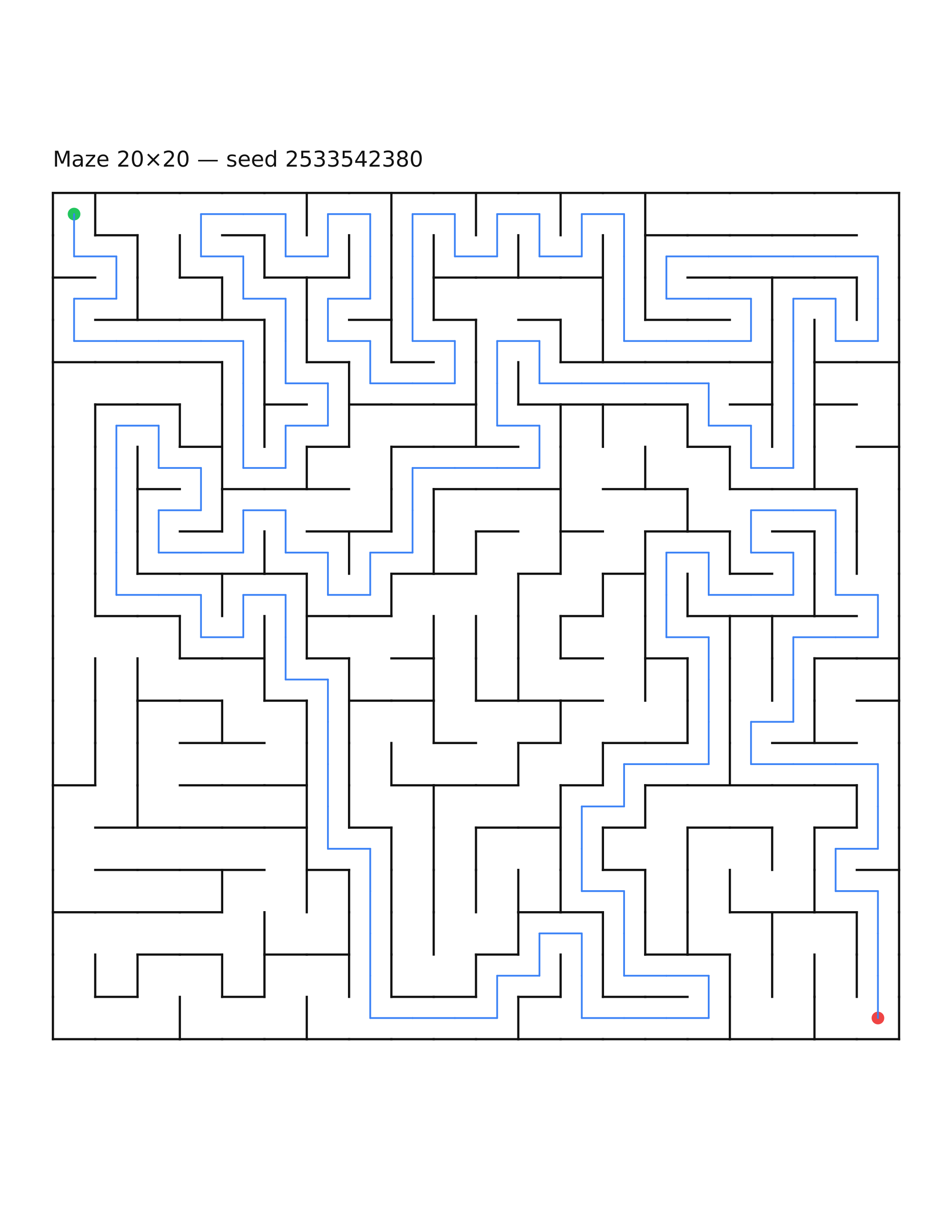 Maze 20×20 #28 — solution
