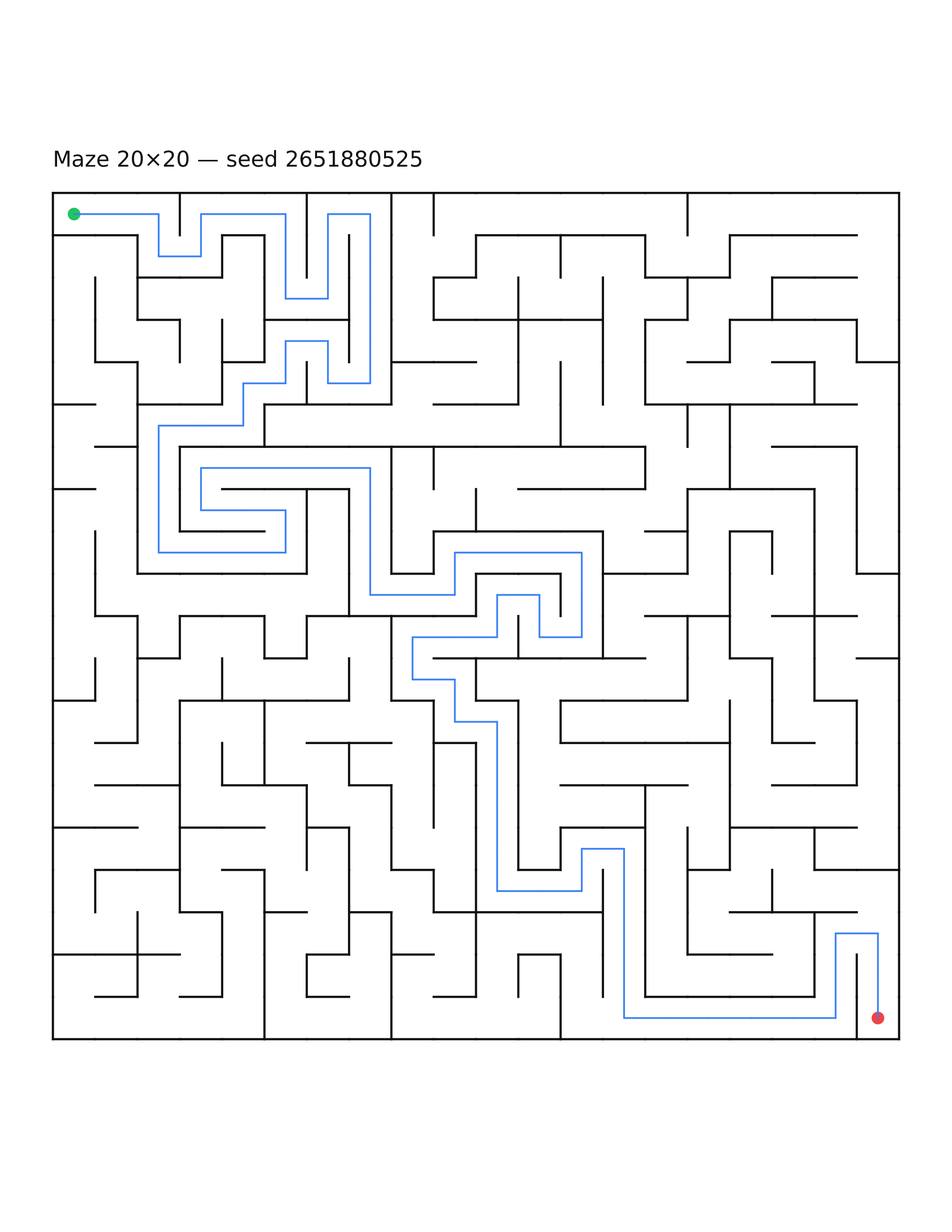 Maze 20×20 #22 — solution