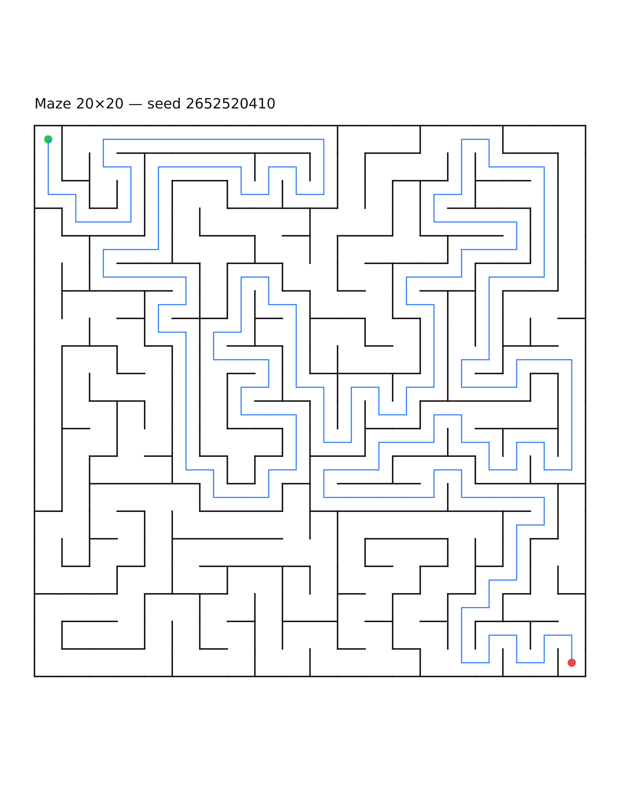 Maze 20×20 #30 — solution