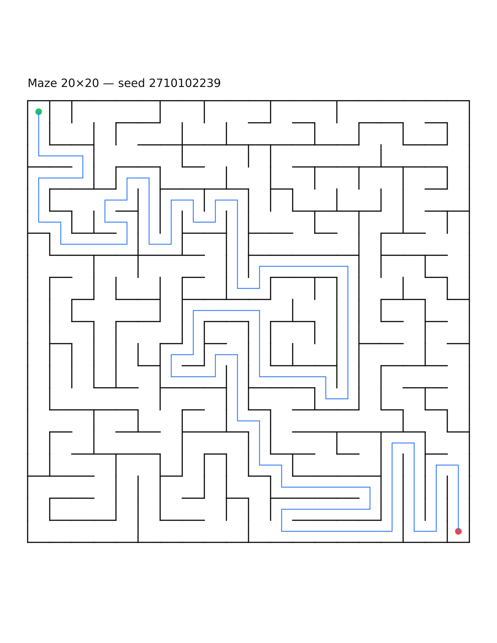 Maze 20×20 #17 — solution