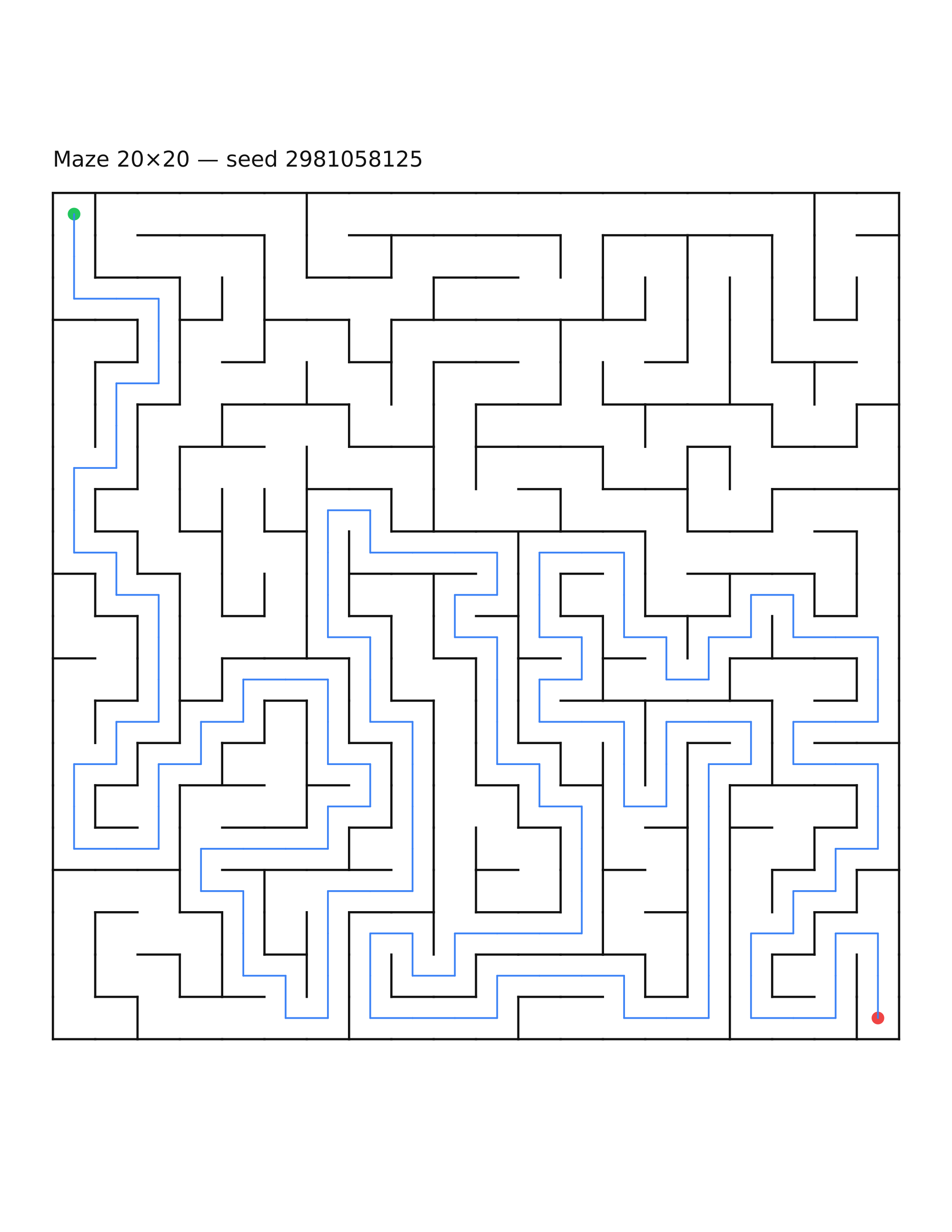 Maze 20×20 #30 — solution