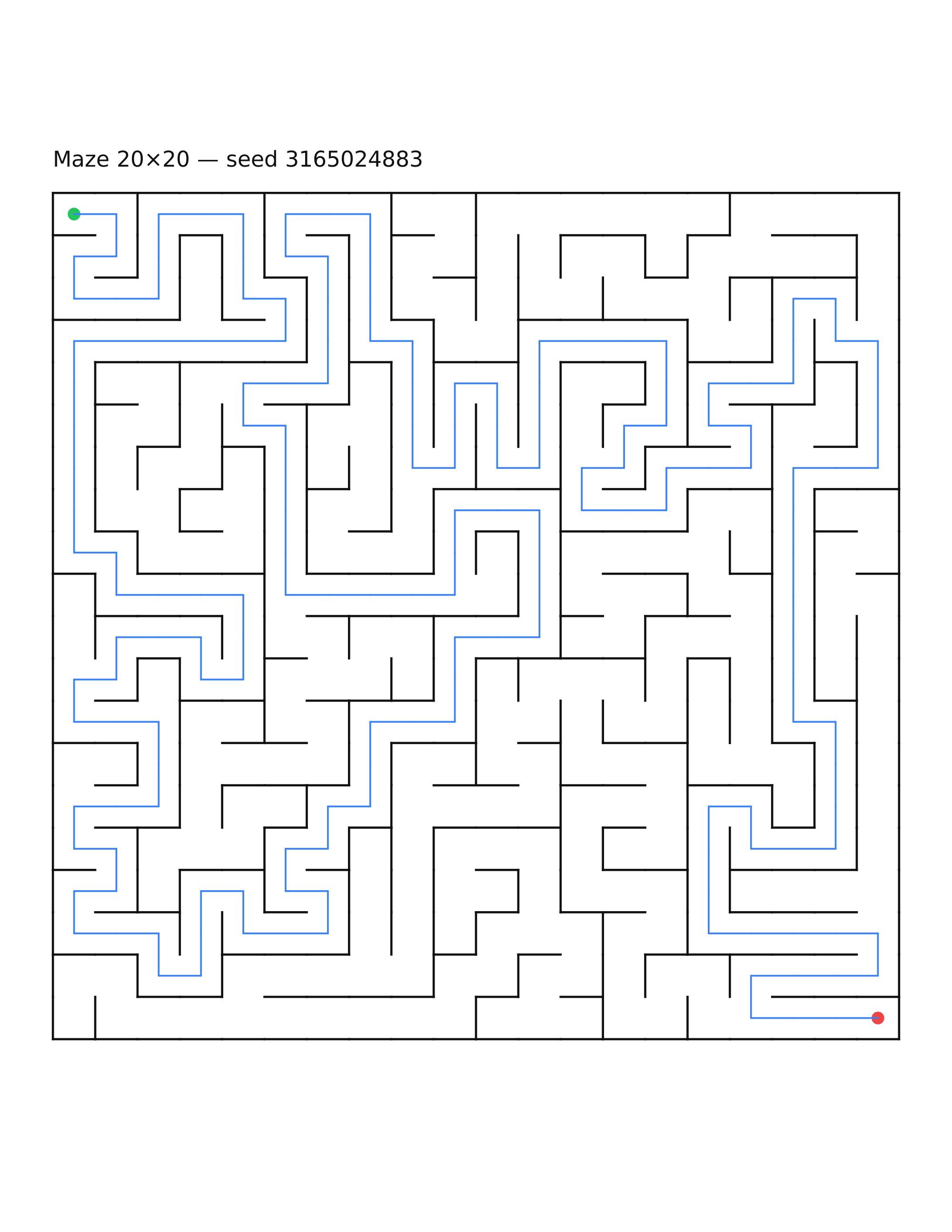 Maze 20×20 #7 — solution
