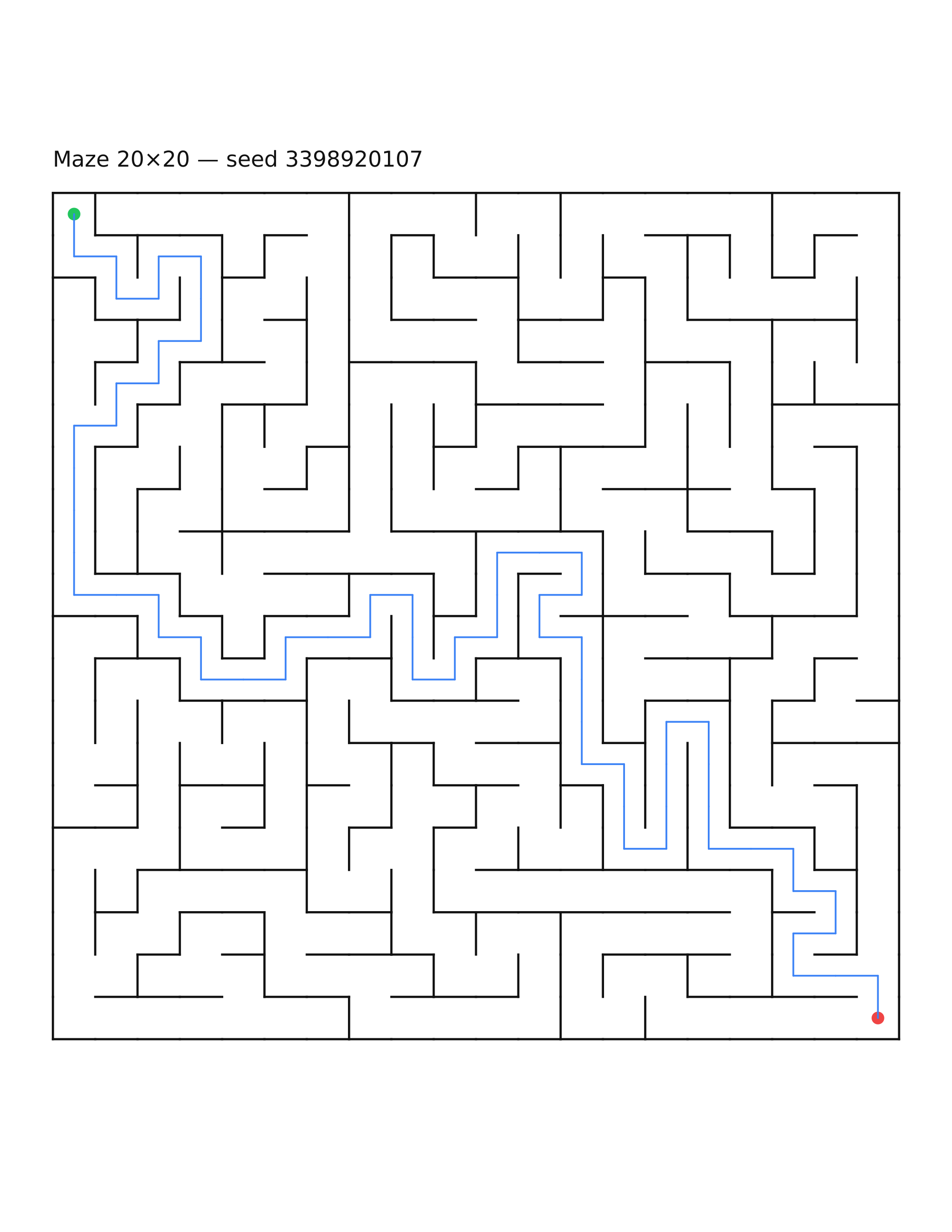 Maze 20×20 #19 — solution