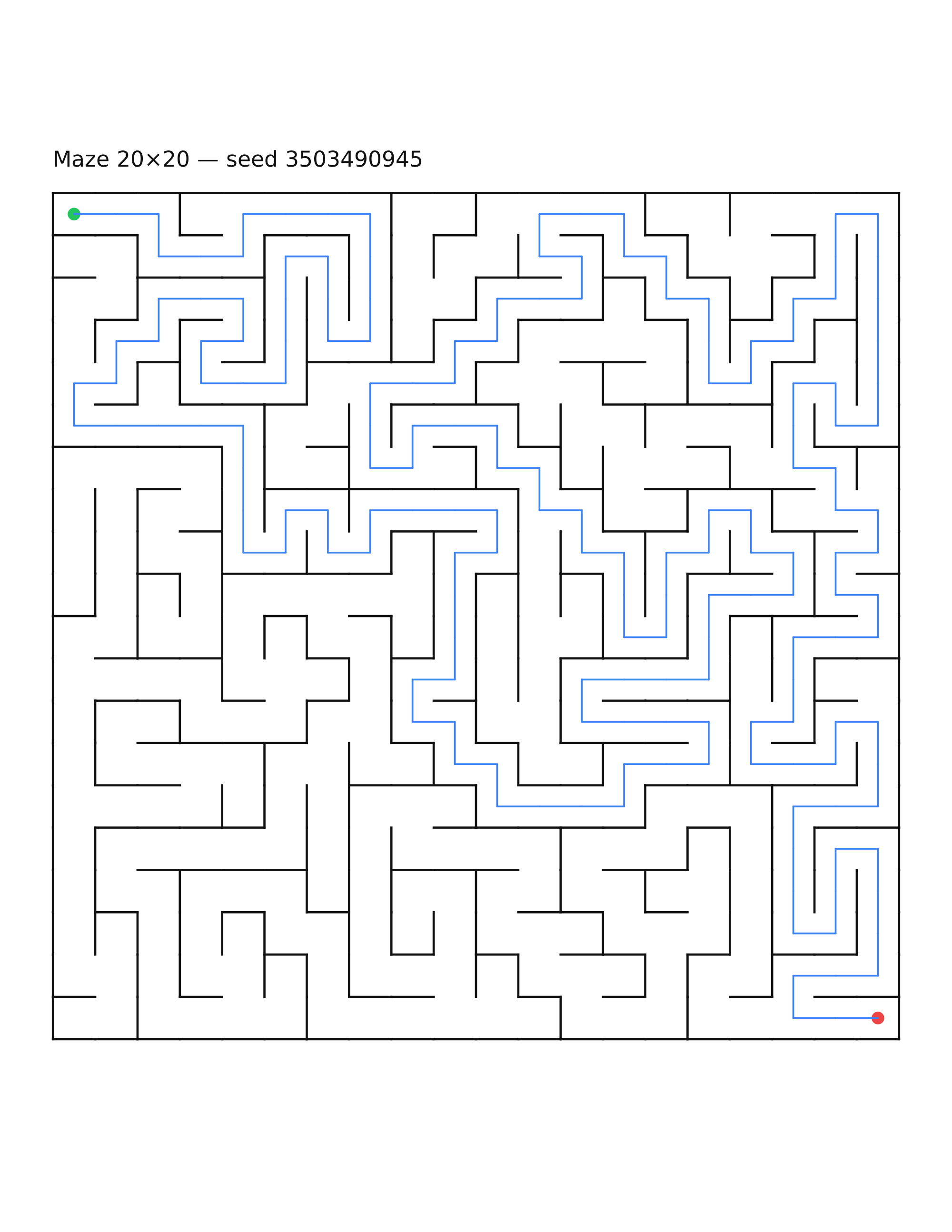 Maze 20×20 #9 — solution