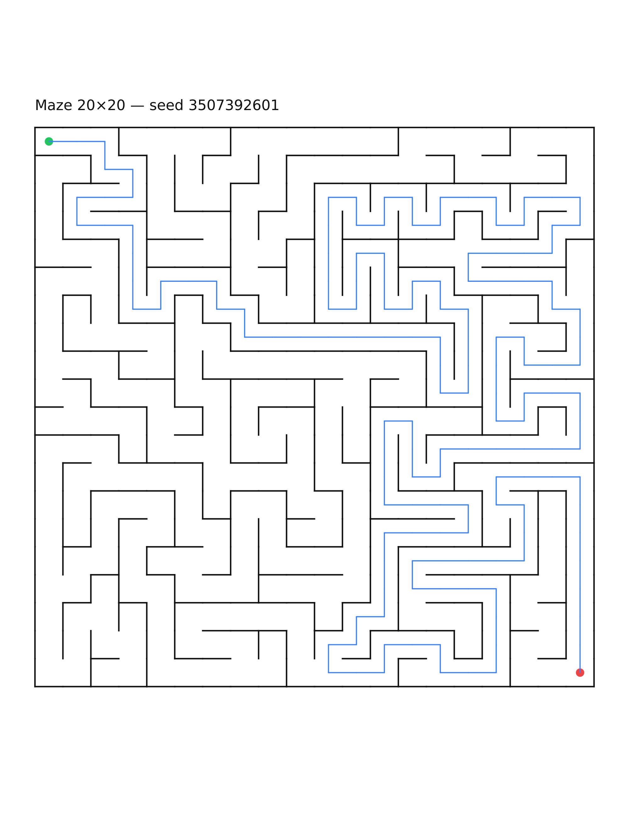 Maze 20×20 #17 — solution