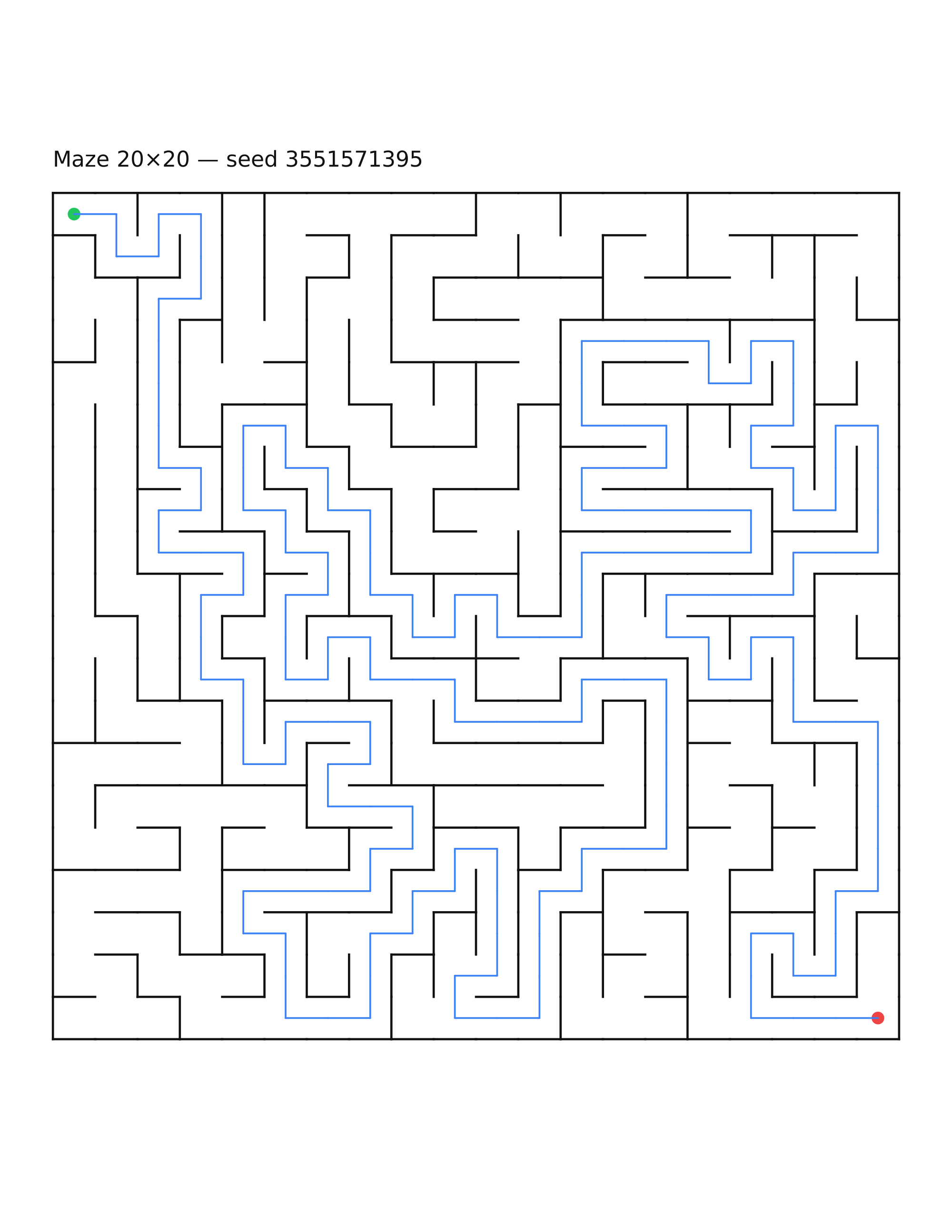 Maze 20×20 #30 — solution