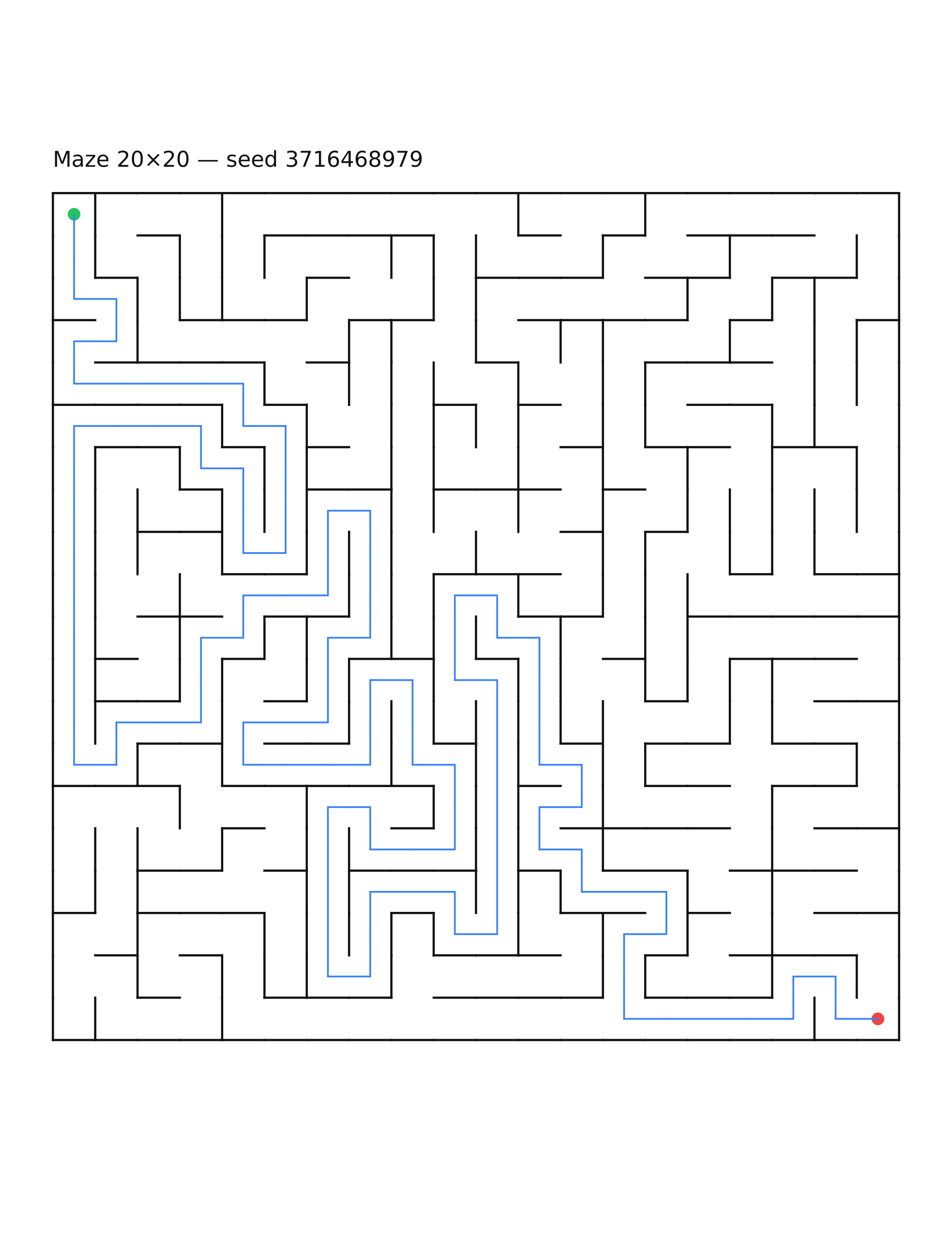 Maze 20×20 #8 — solution