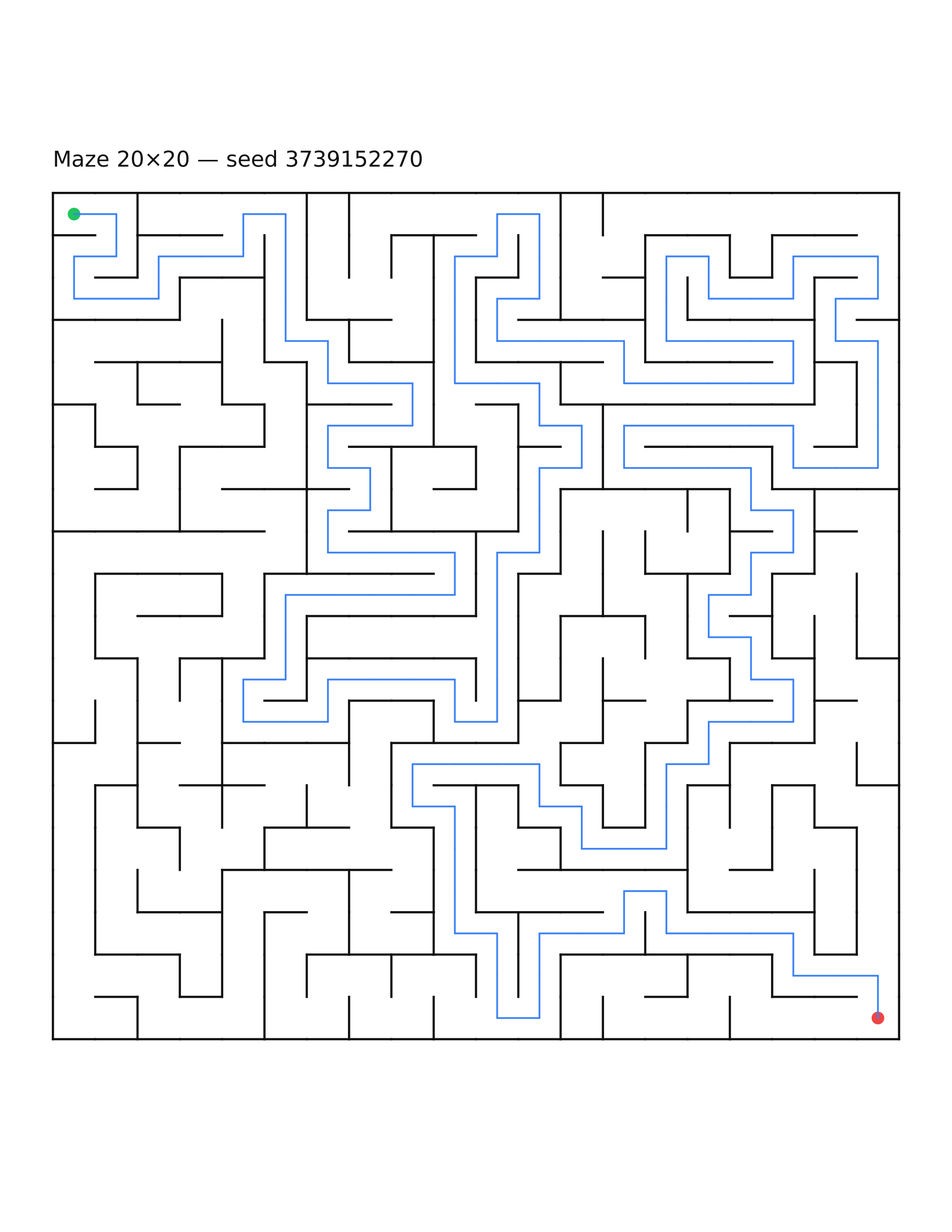 Maze 20×20 #8 — solution