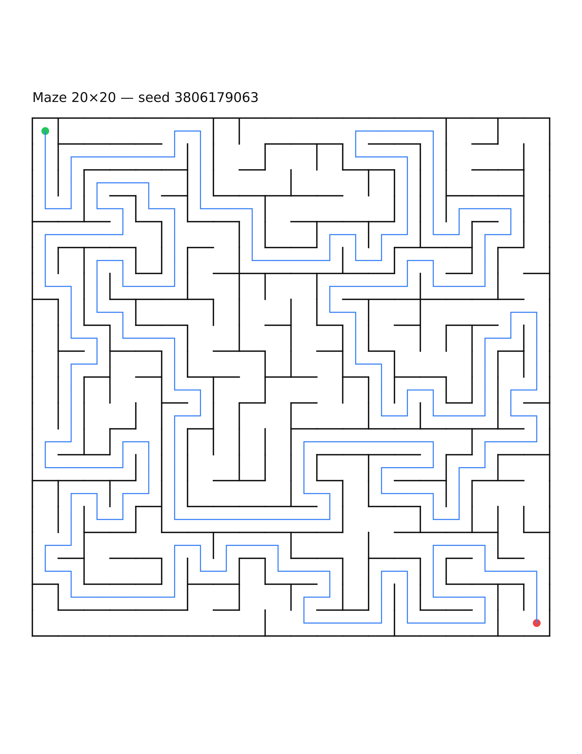 Maze 20×20 #12 — solution