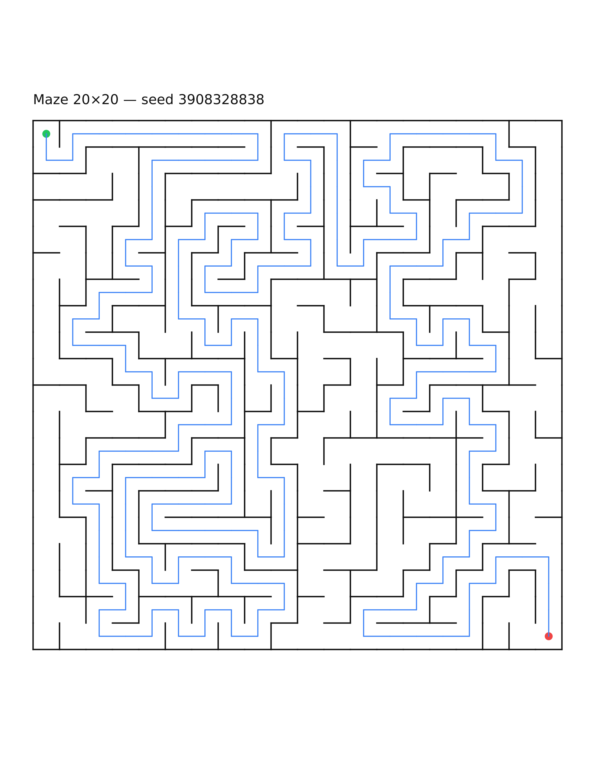 Maze 20×20 #12 — solution
