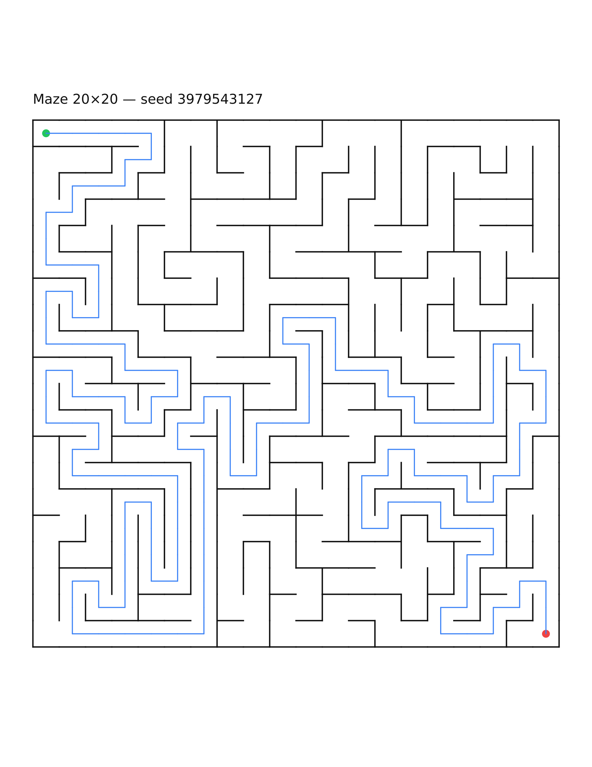 Maze 20×20 #8 — solution
