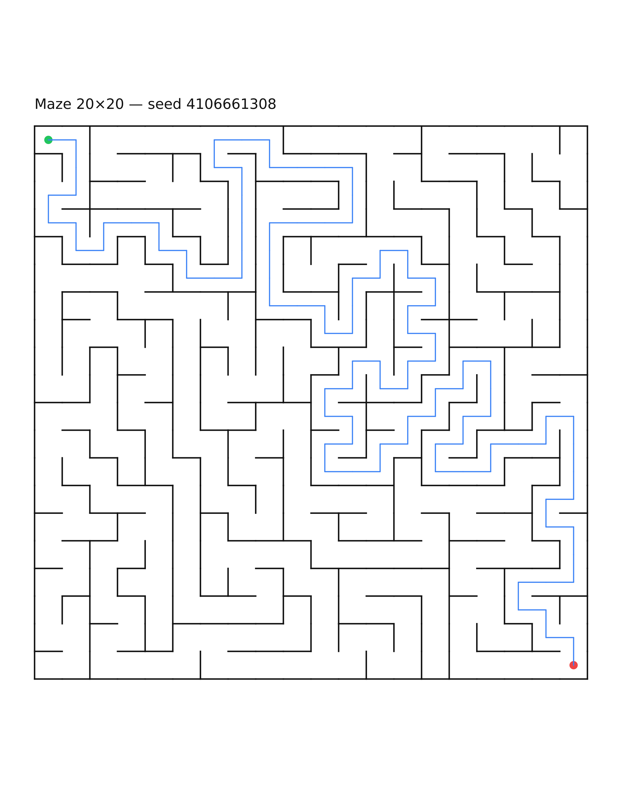 Maze 20×20 #9 — solution