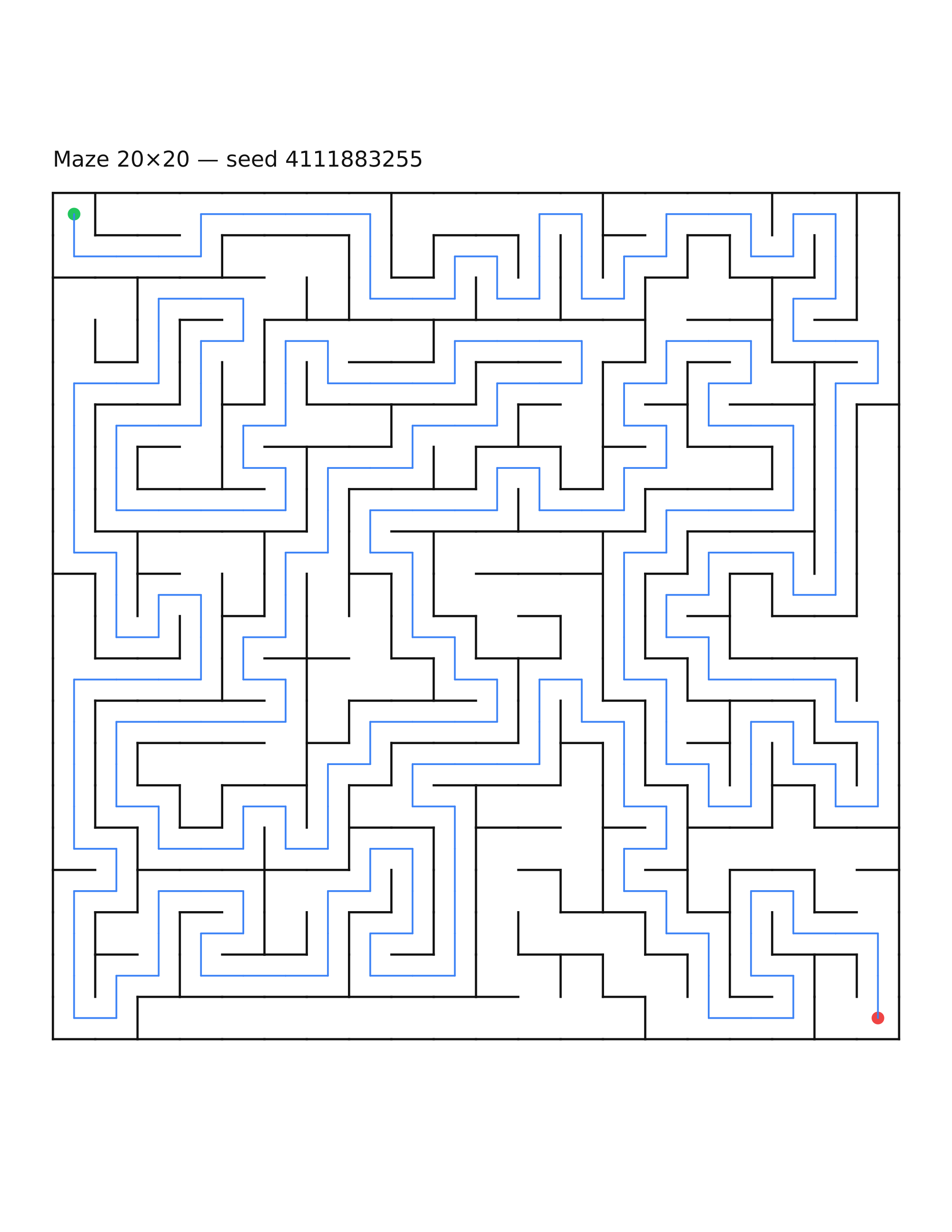 Maze 20×20 #13 — solution
