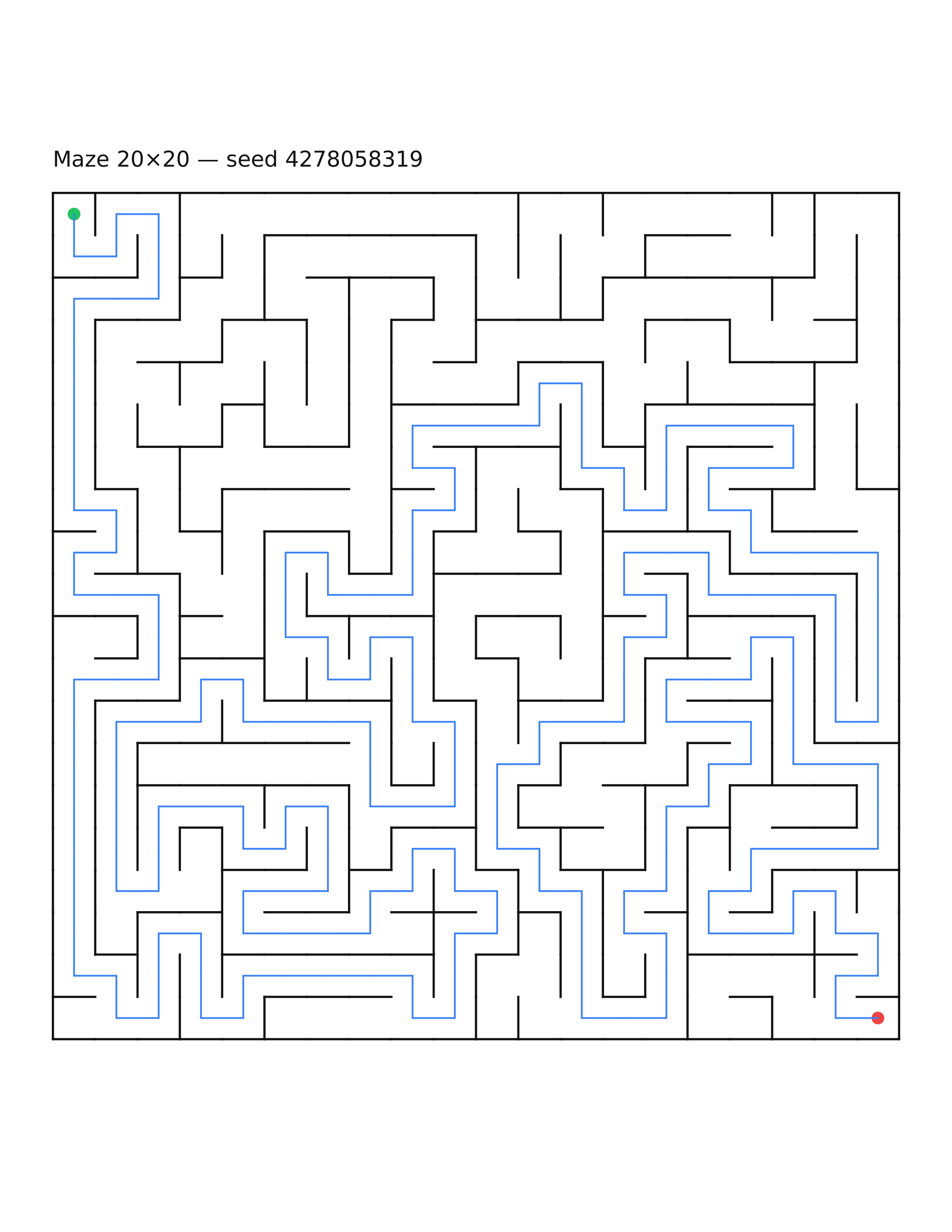 Maze 20×20 #23 — solution