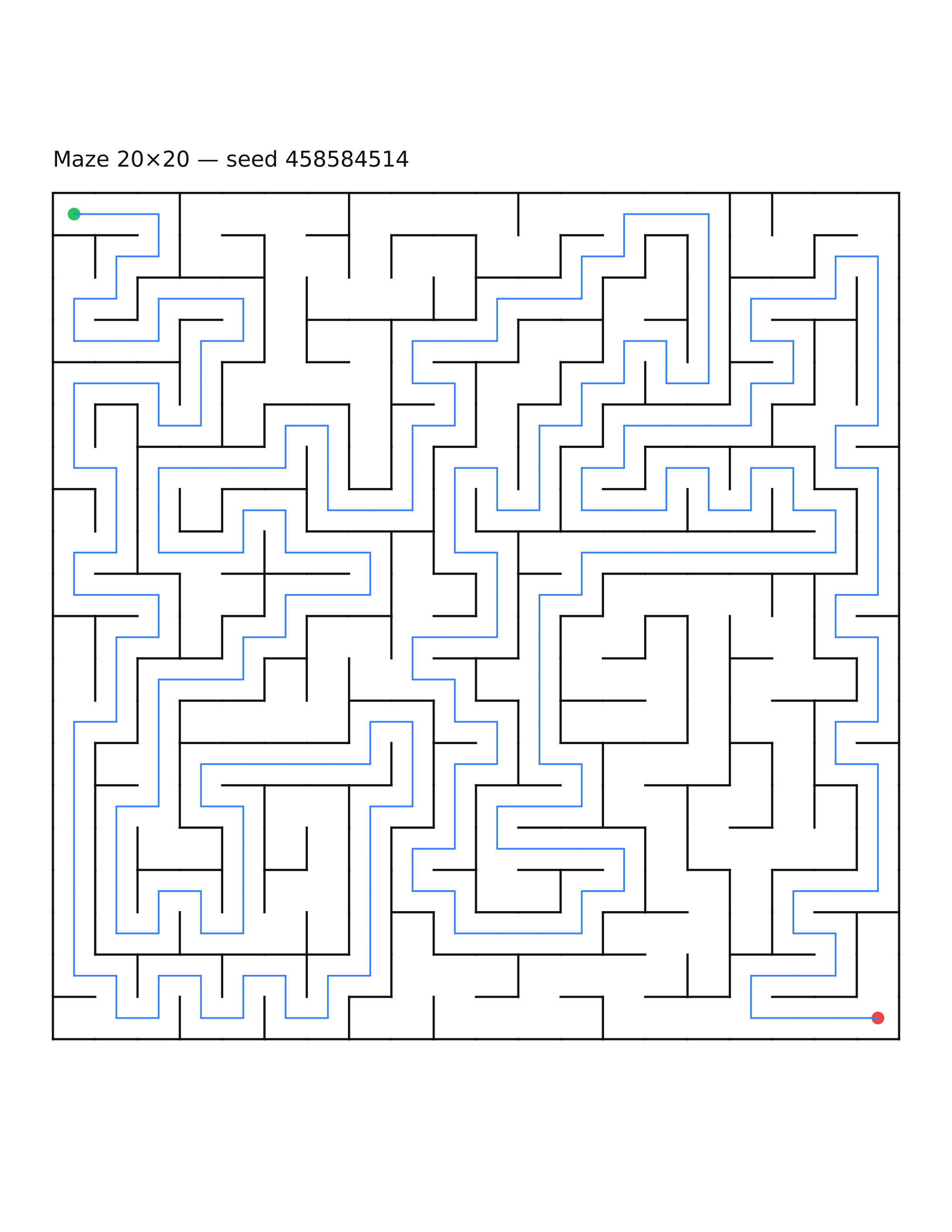 Maze 20×20 #13 — solution